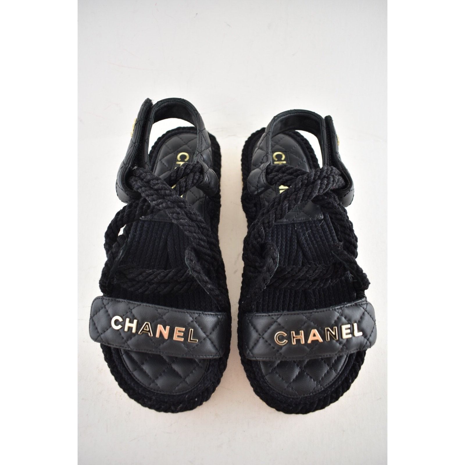 Chanel Chanel REV Black Gold Cord Rope CC Quilted Mule Ankle Size US 6 / IT 36 - 6 Thumbnail
