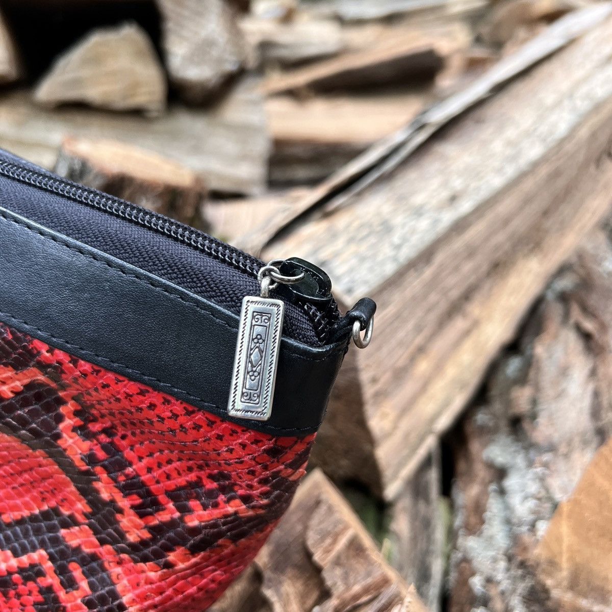 Brighton Vintage red and black snake print clutch Size ONE SIZE - 4 Thumbnail