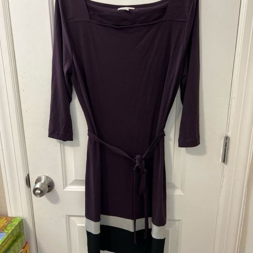 Christos New York New York & Company Women’s Purple Belted Dress Size Large Size XL / US 12-14 / IT 48-50 - 2 Thumbnail