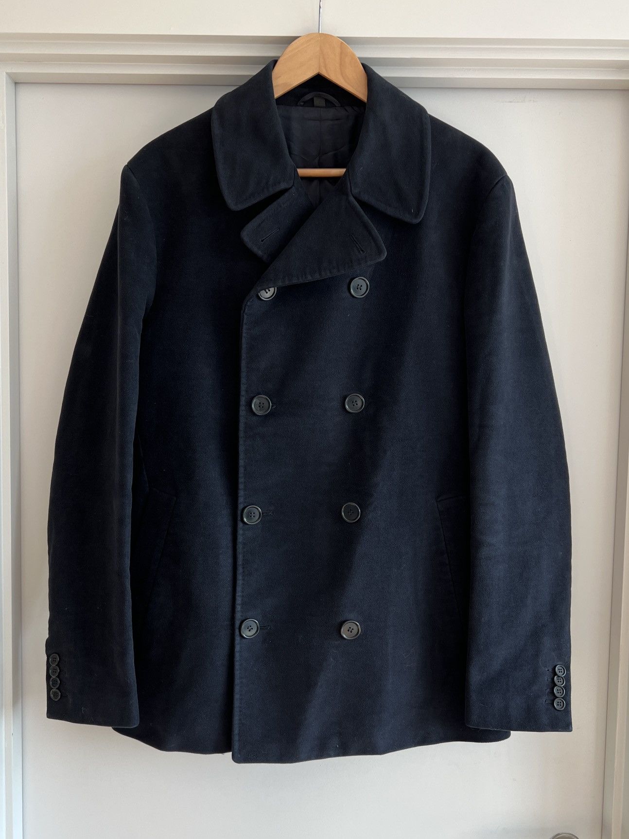 Helmut Lang Helmut Lang Navy Moleskin Peacoat Grailed