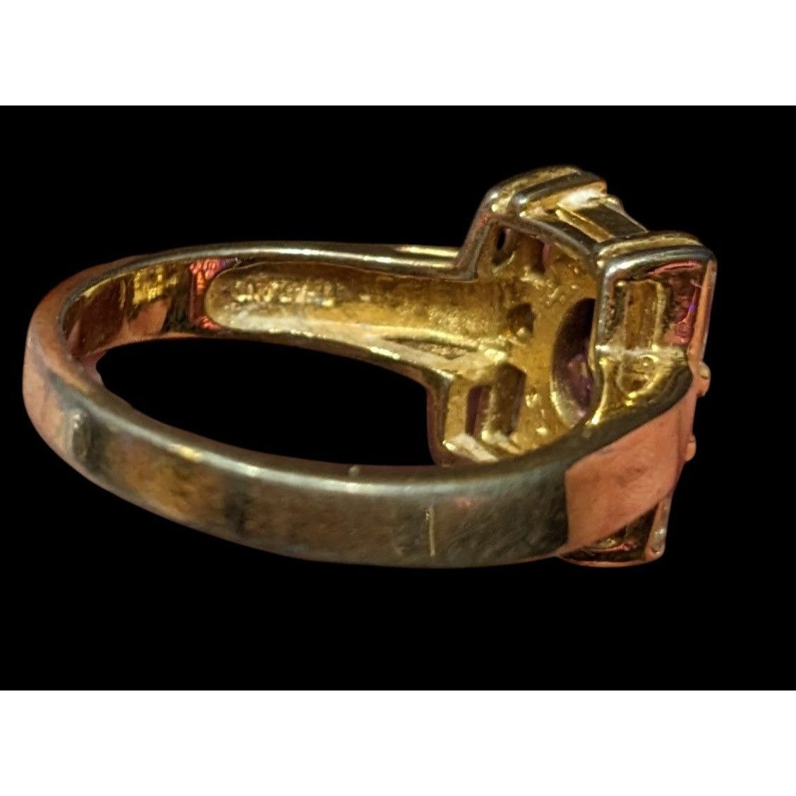 Other Vintage Glam Art Deco Style Gemmed Gold Plated Ring Size ONE SIZE - 4 Thumbnail