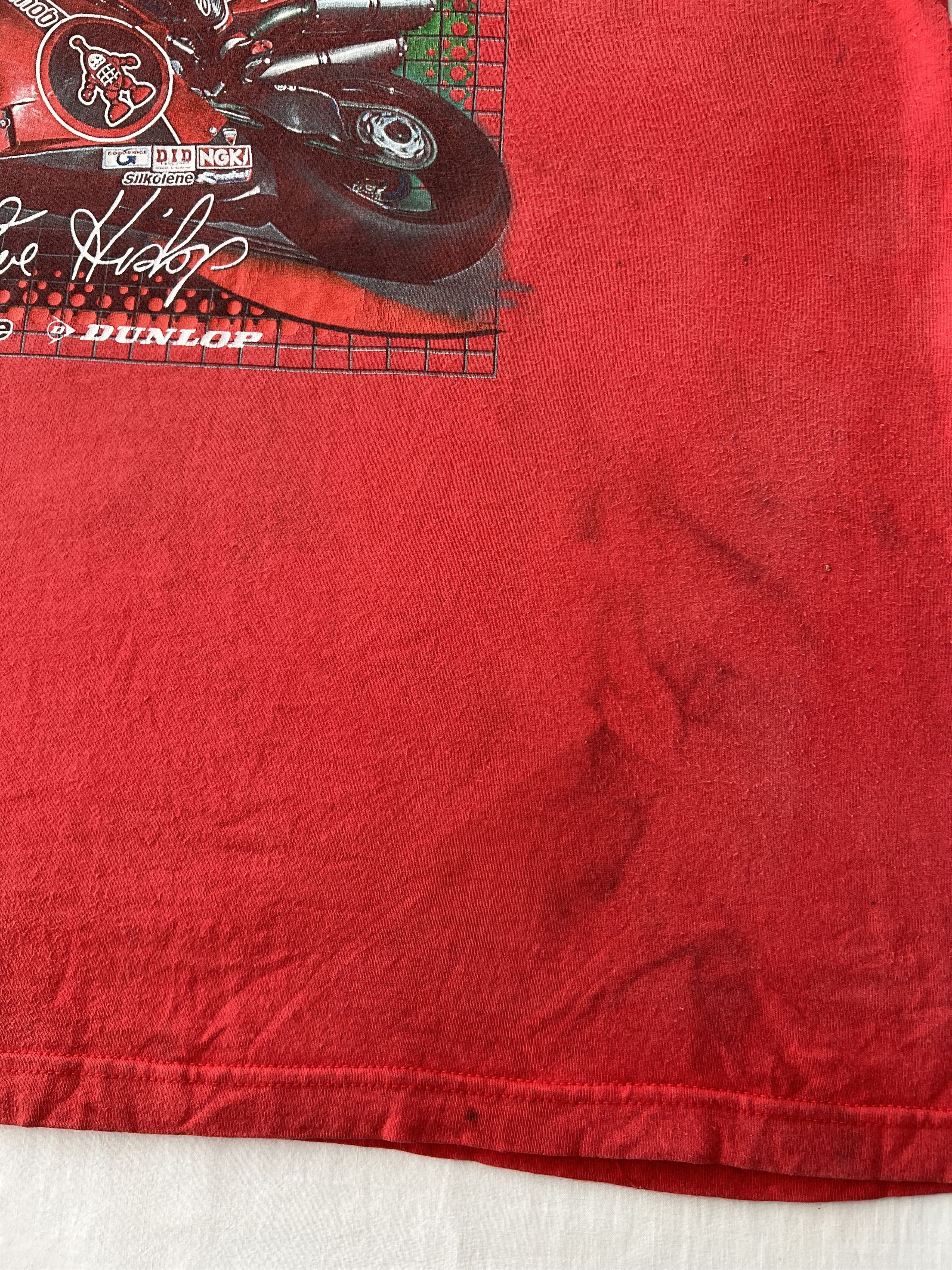 Vintage Vintage 90s Ducati Steve Hislop #7 Moto Racing Red T-shirt Size US XXL / EU 58 / 5 - 5 Thumbnail