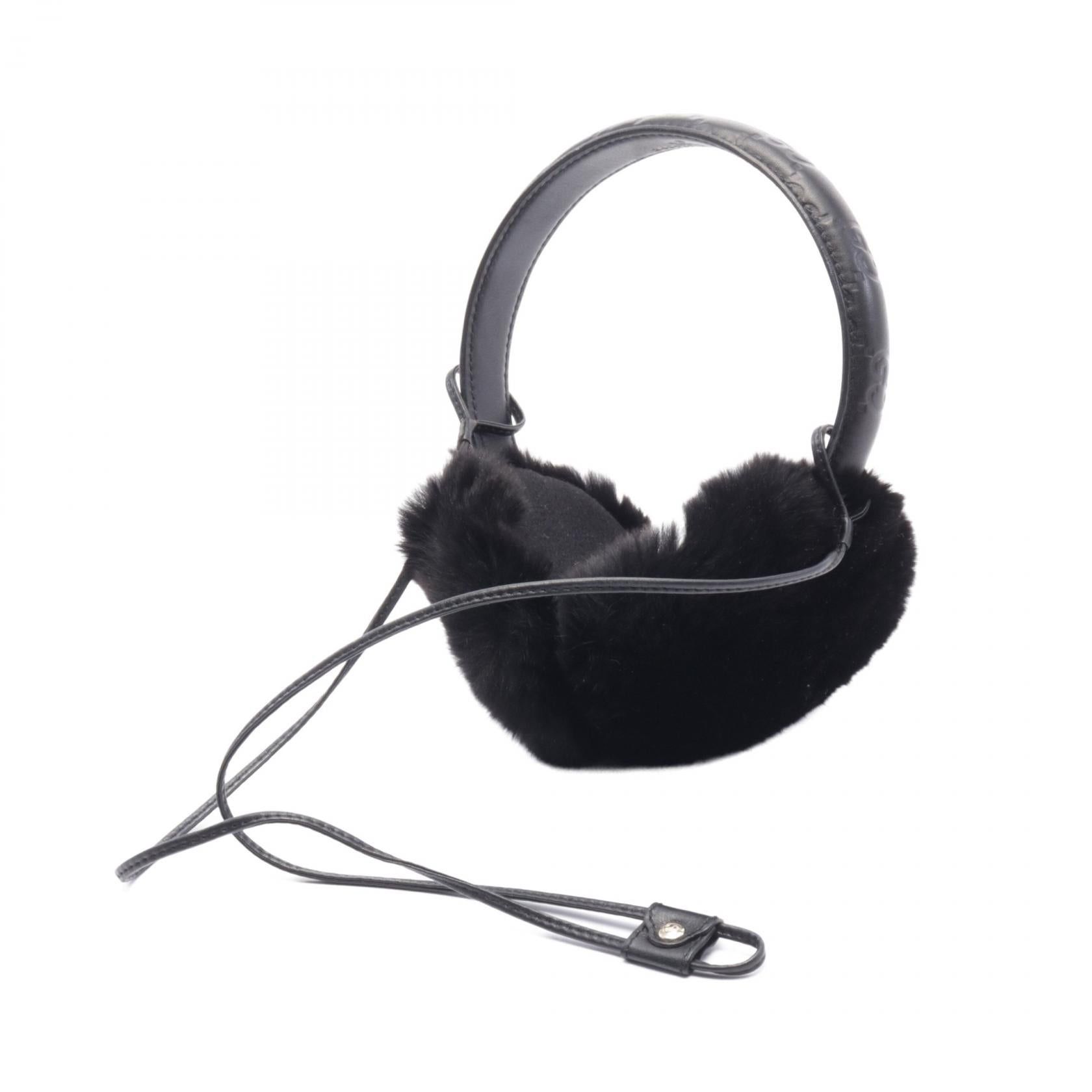 Gucci Gucci Gucci Sima Earmuffs Accessory Leather Rabbit Fur Black Size ONE SIZE - 1 Thumbnail