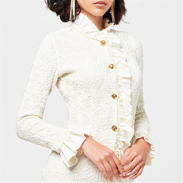 Alexander Wang o1g2r1mq0824 Smocked Ruffle Mini Dress in White Size S / US 4 / IT 40 - 5 Thumbnail
