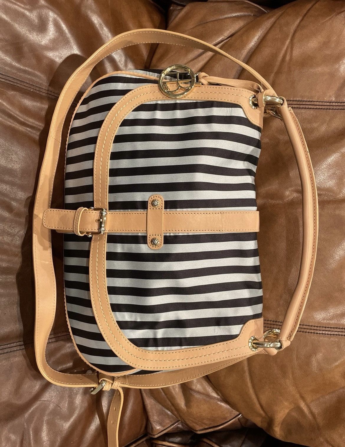Henri Bendel Henri Bendel The B&W Messenger Centennial Stripe Bag Size ONE SIZE - 4 Thumbnail