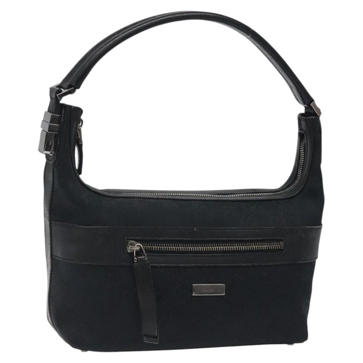GUCCI GG Canvas Shoulder Bag Black Silver 0014302