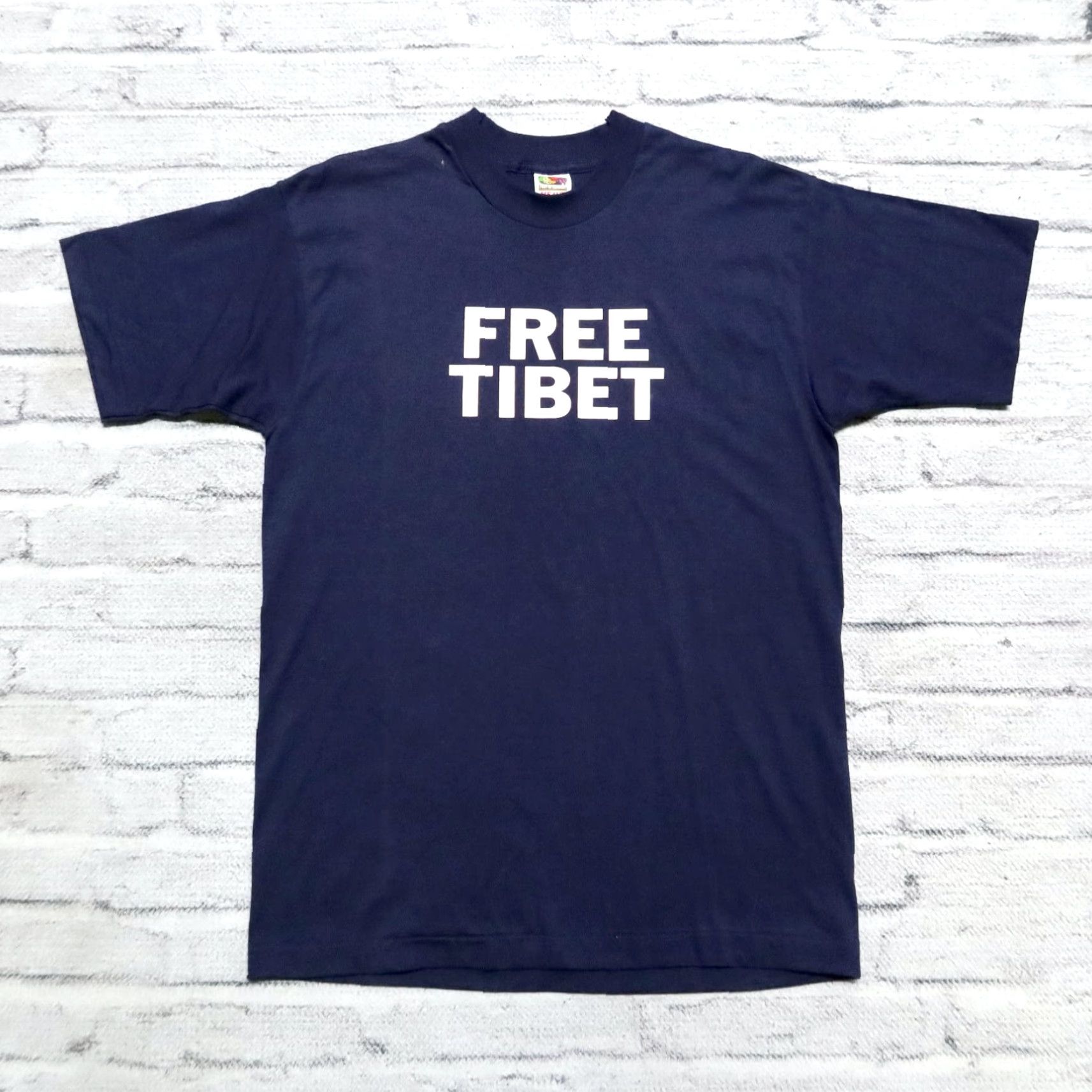 Fruit Of The Loom Vintage Deadstock Tibetan Freedom Concert Shirt Navy L Mens T-Shirt Size US L / EU 52-54 / 3 - 2 Thumbnail