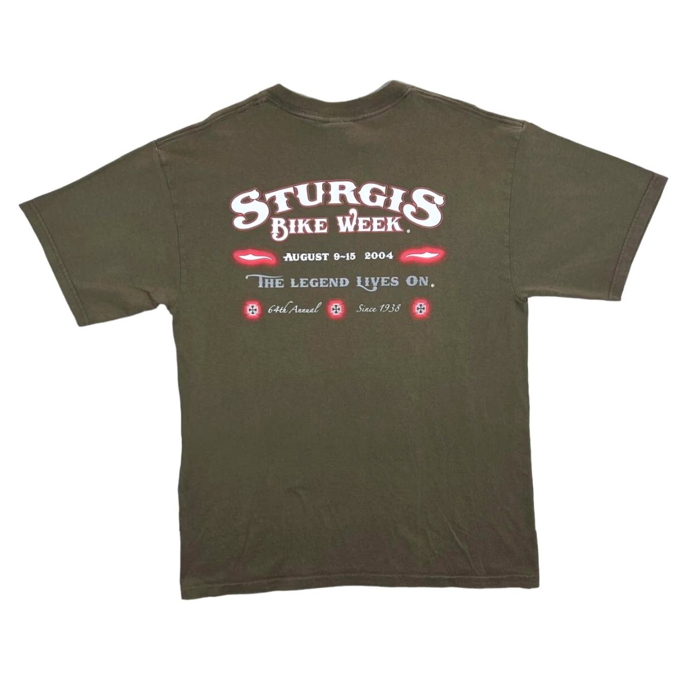 Gildan VINTAGE Sturgis Bike Week (2004) Gothic Biker Souvenir Graphic T-Shirt Large Green Size US L / EU 52-54 / 3 - 2 Thumbnail