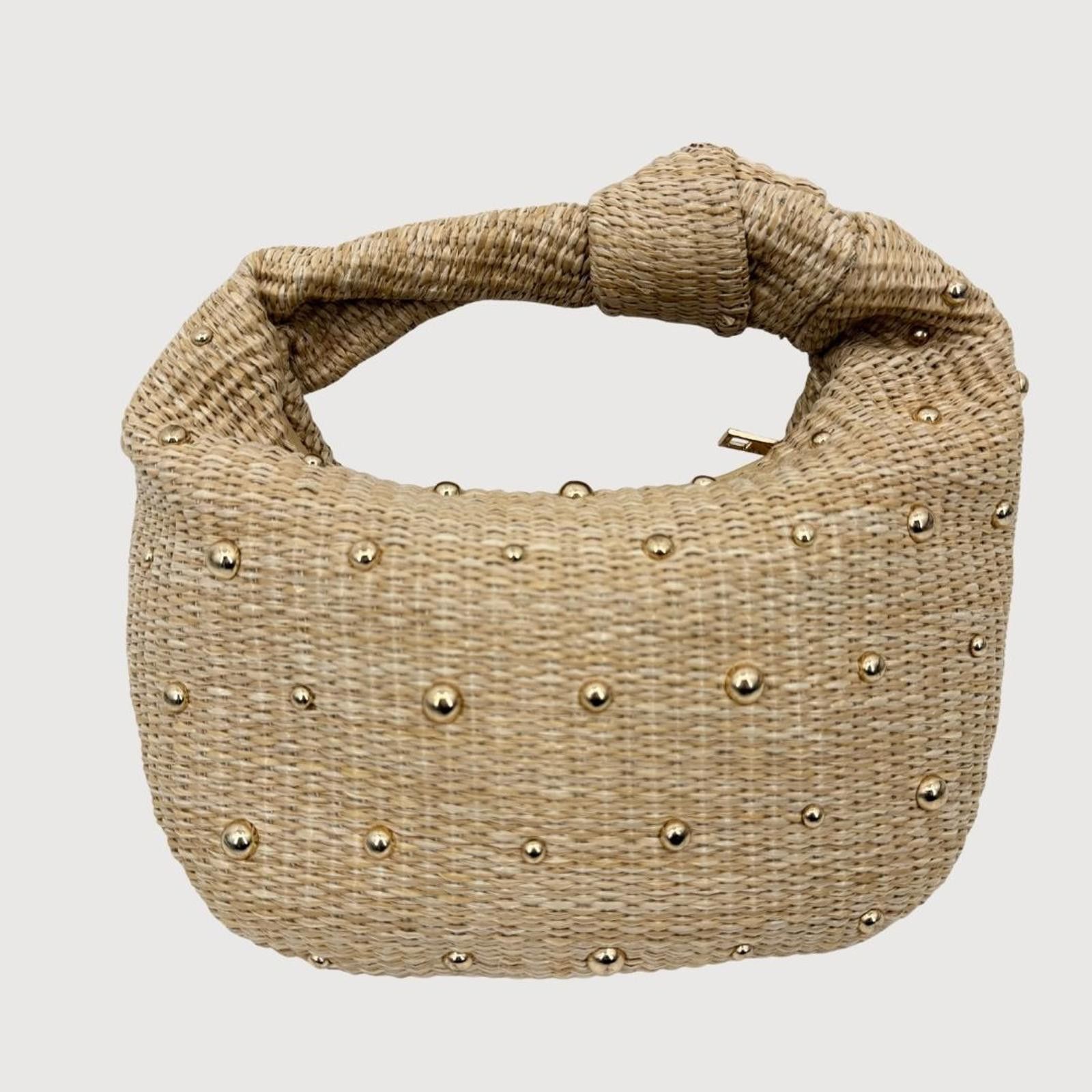Other Urban Expressions Raffia Top Knot Bag Studded straw bag NWOT Size ONE SIZE - 1 Thumbnail
