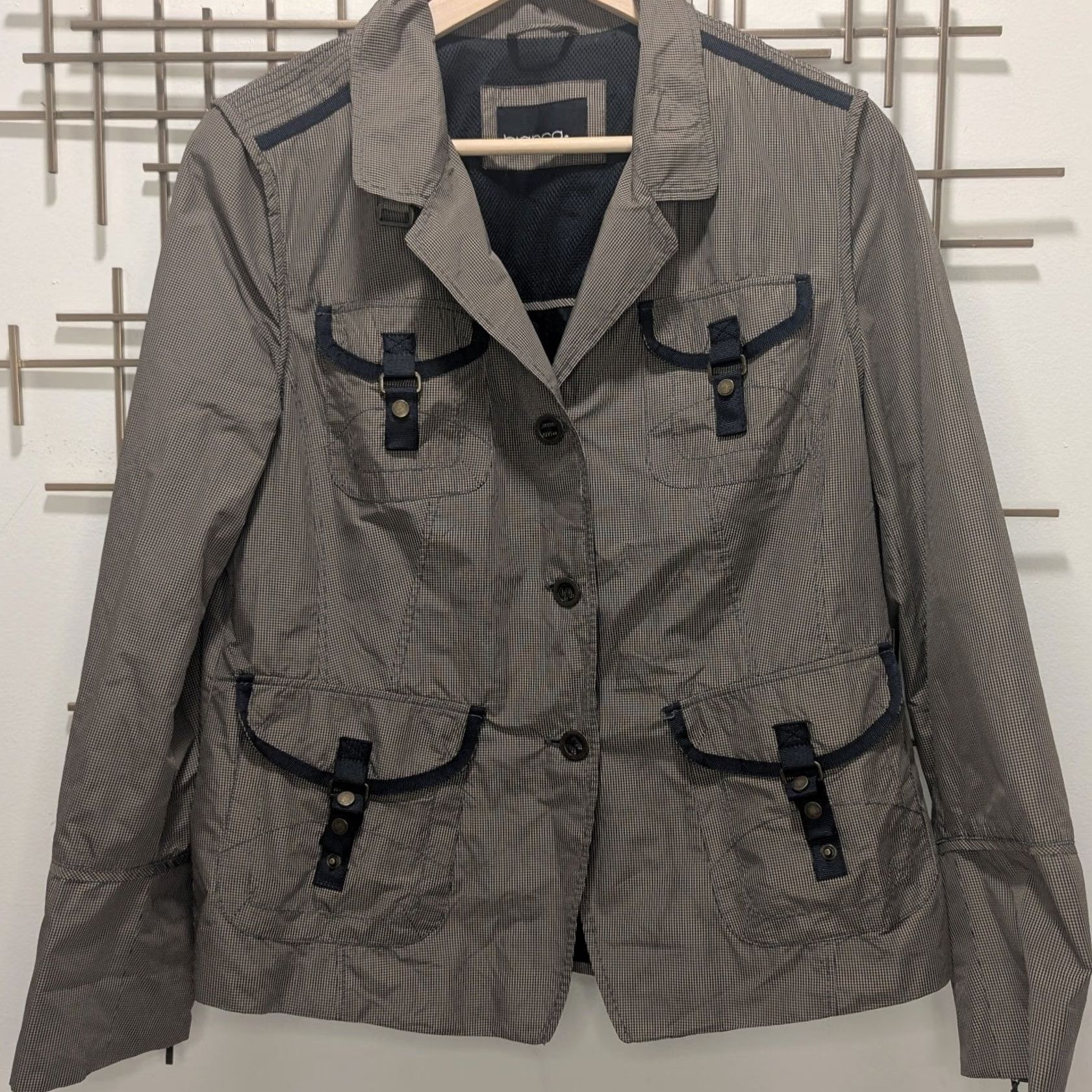 Vintage Bianca Jacket Brown Check Utility Pockets Women's Size 10 Regular Polyester Lined Casual Workwear Vintage: No Size L / US 10 / IT 46 - 2 Thumbnail