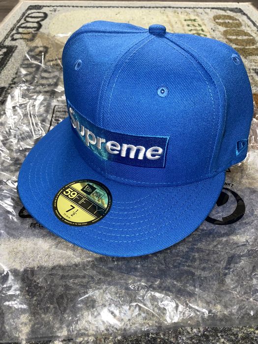 Supreme Sharpie Box Logo New Era Fitted Hat Blue