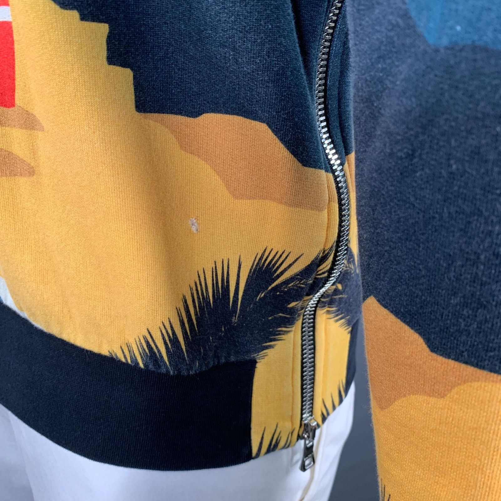 Balmain BALMAIN Orange Blue Tropical Cotton Hooded Zip Up Sweatshirt Size US L / EU 52-54 / 3 - 8 Thumbnail