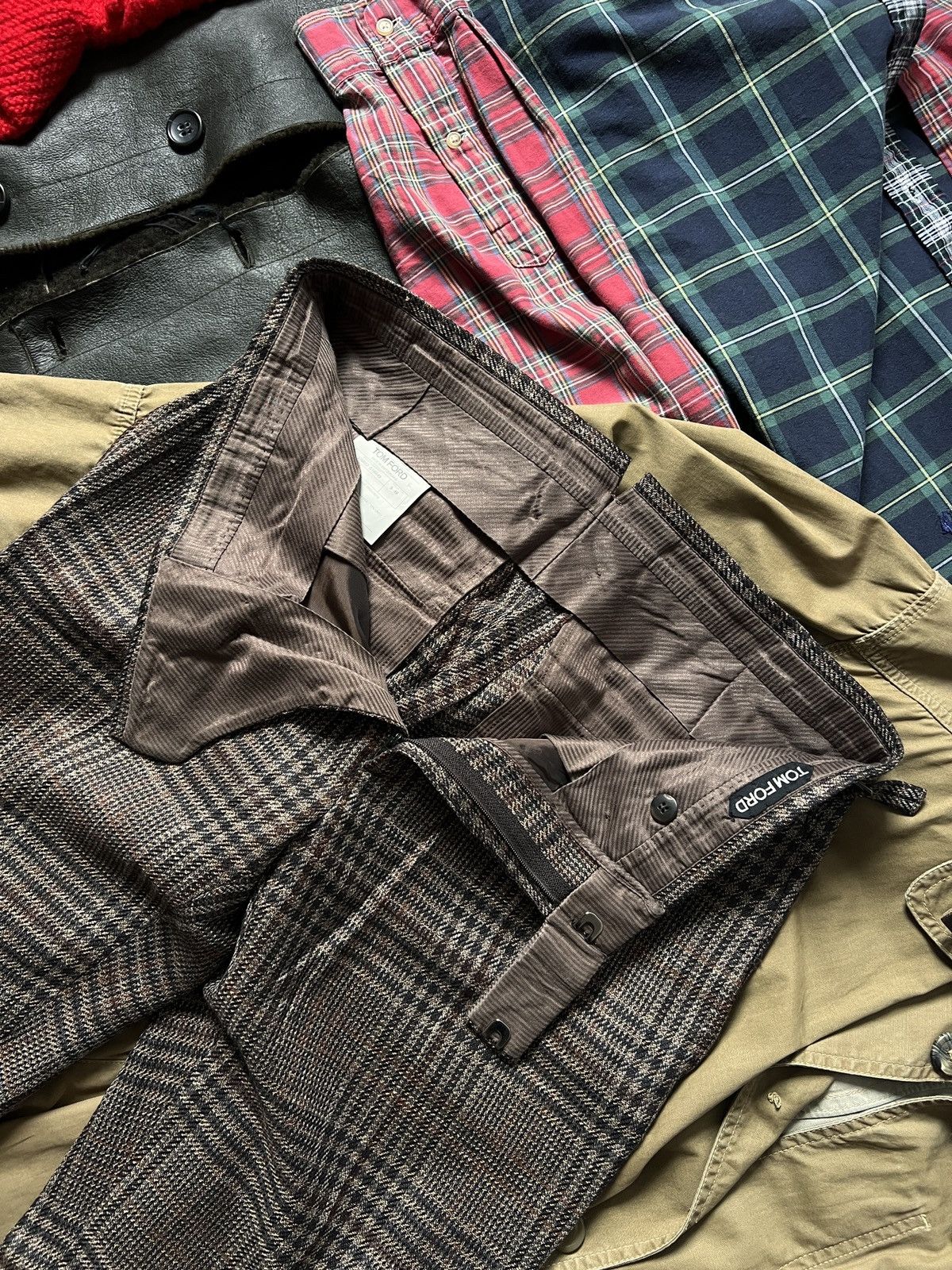 Tom Ford Tom Ford Striped Brown Wool+Silk Pants Trousers Size 28" / US 6 / IT 42 - 9 Thumbnail