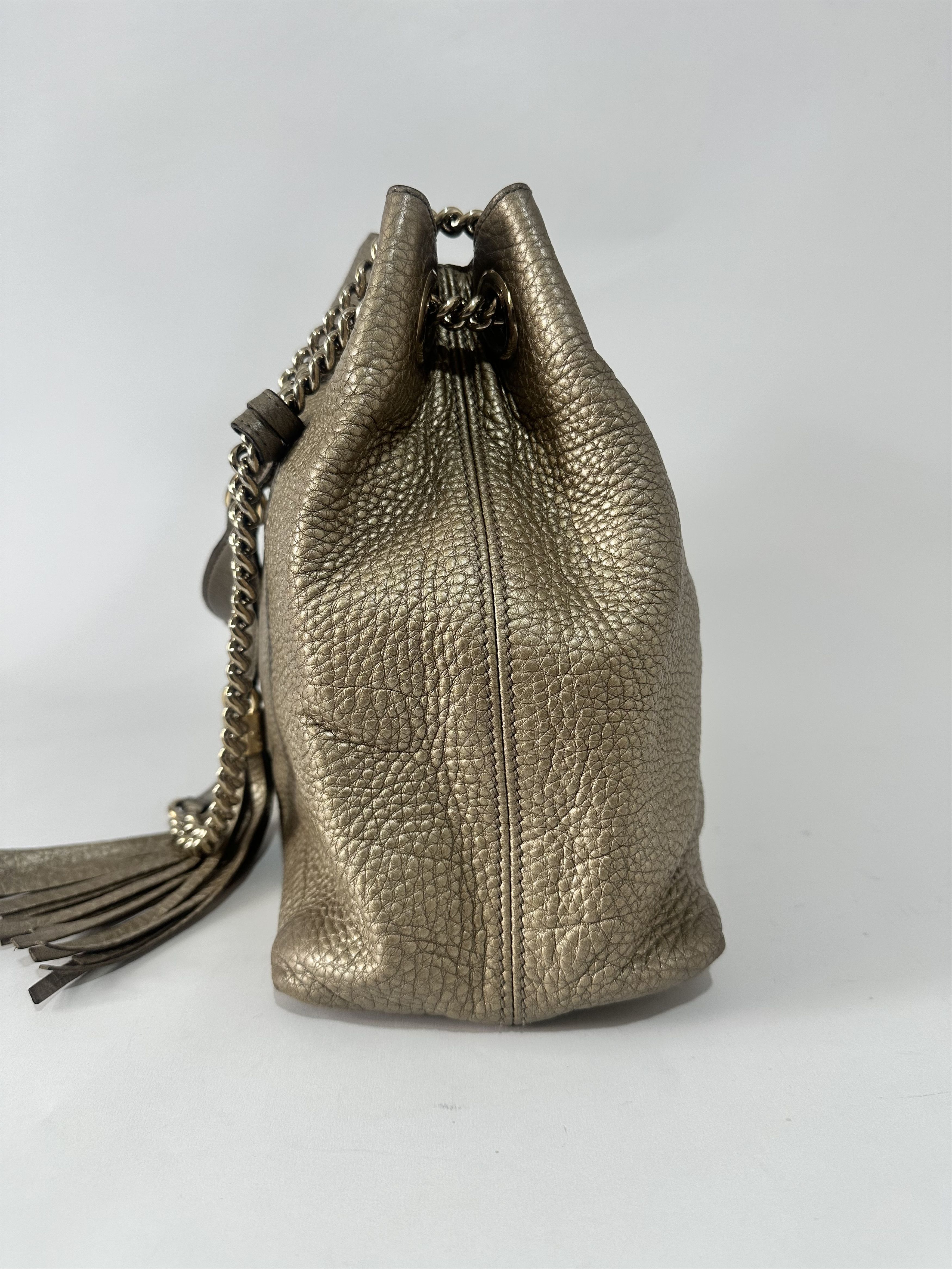 Gucci Gucci Gold Pebbled Leather Medium Soho Tote Size ONE SIZE - 4 Thumbnail