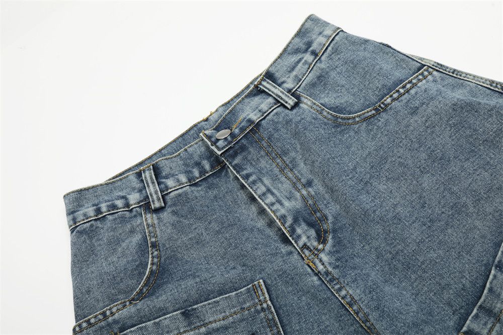 Jean Men's letter embroidery multi-pocket scimitar jeans Size US 32 / EU 48 - 4 Thumbnail