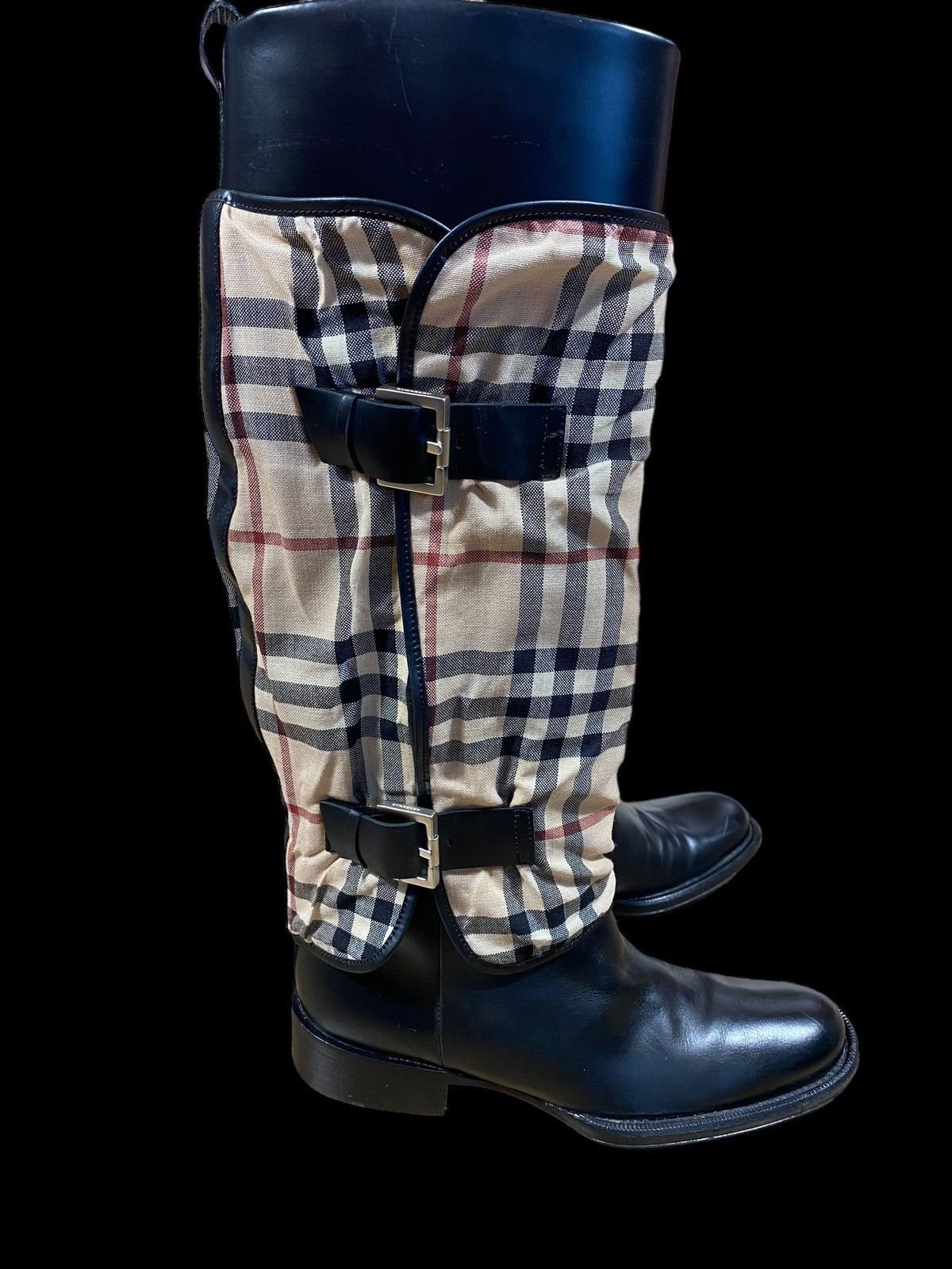Burberry × Vintage Y2K Burberry Novacheck Buckle Riding Boots Size 37.5 Size US 7.5 / IT 37.5 - 9 Thumbnail
