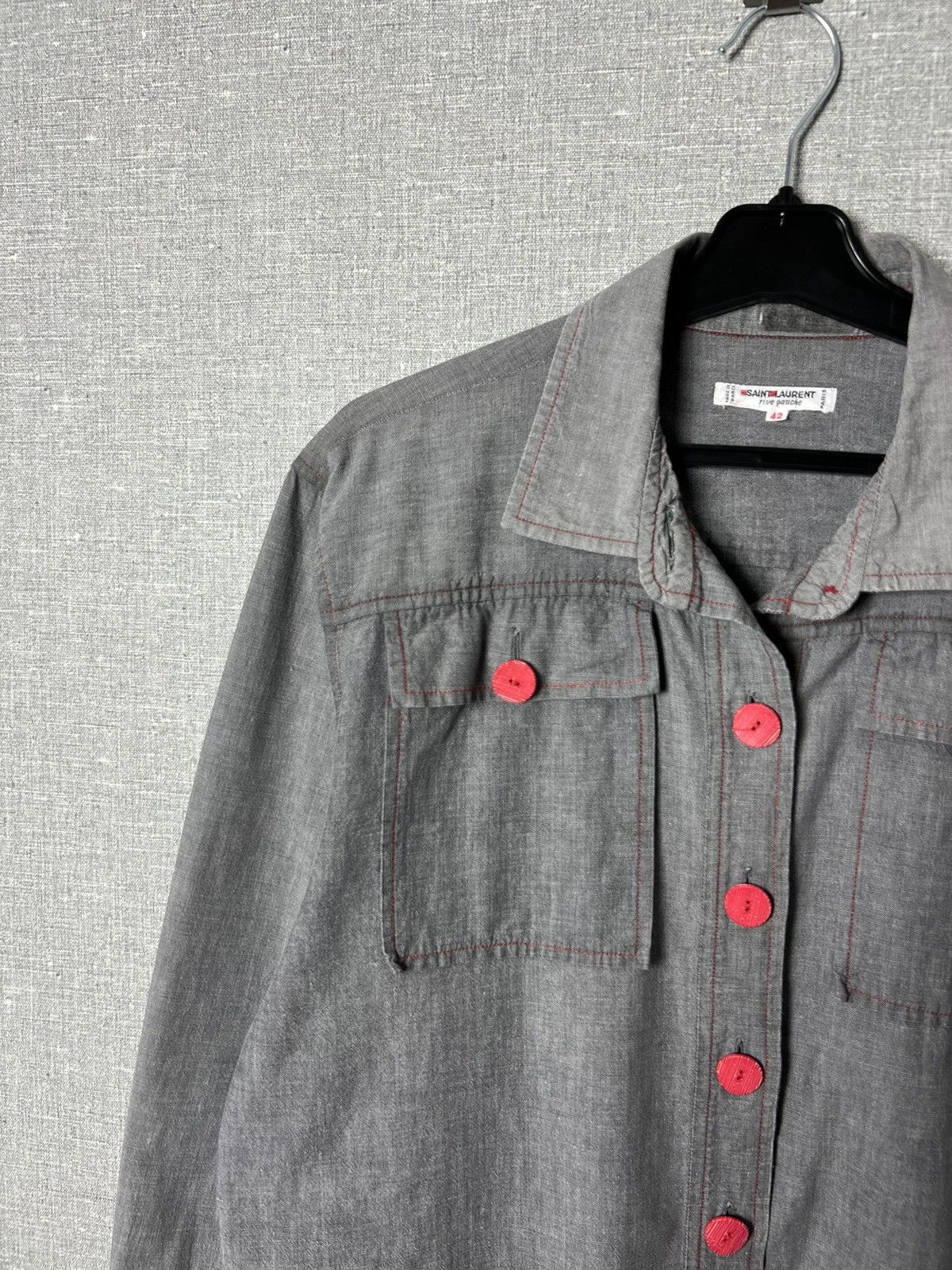 Saint Laurent Paris Archival 70s Rive Gauche YSL Yves Saint Laurent Button Shirt Size M / US 6-8 / IT 42-44 - 3 Thumbnail