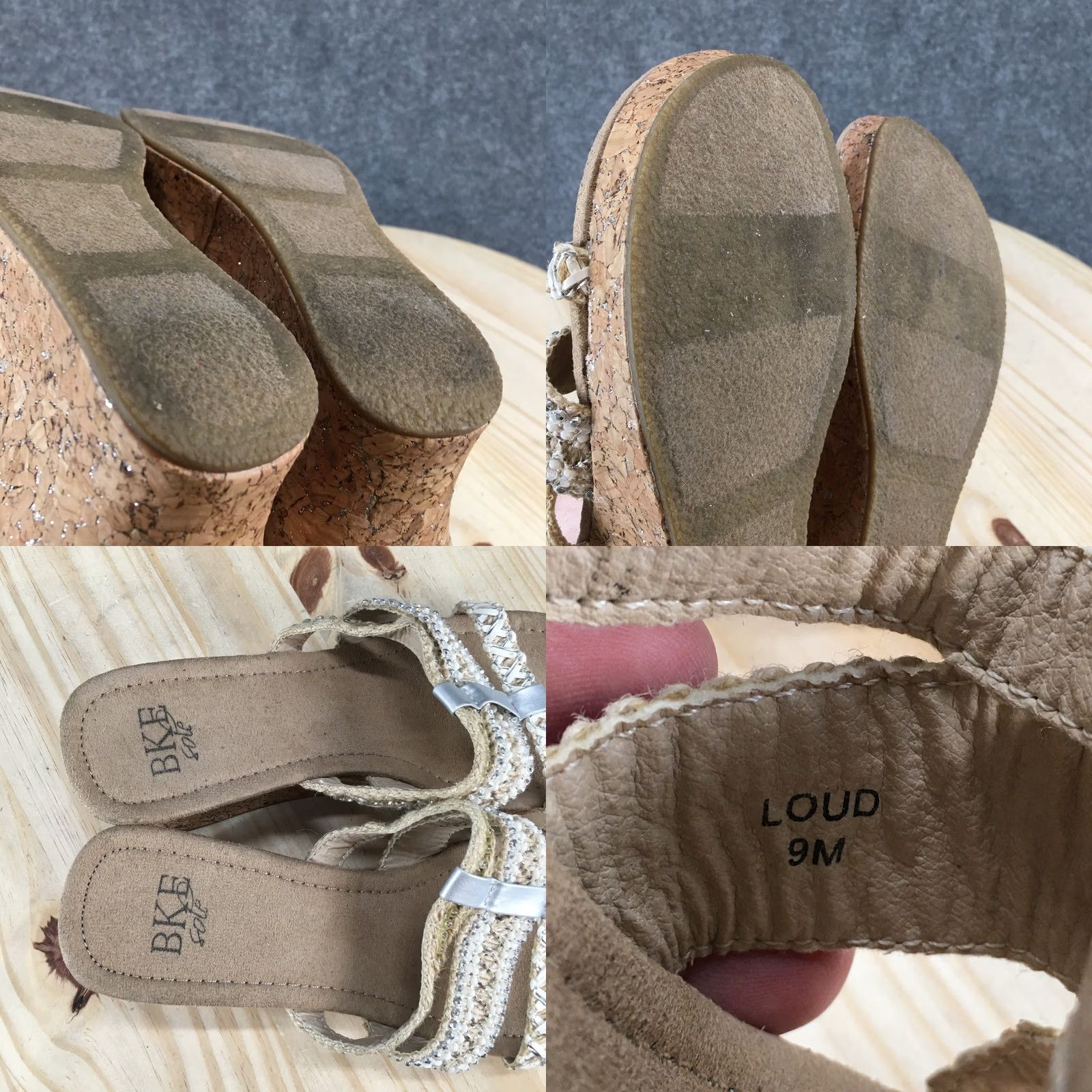 Vintage BKE Sole Sandals Women 9 Tan Loud Beaded Braided Cork Wedge Platform Summer Sandals Size US 9 / IT 39 - 9 Thumbnail