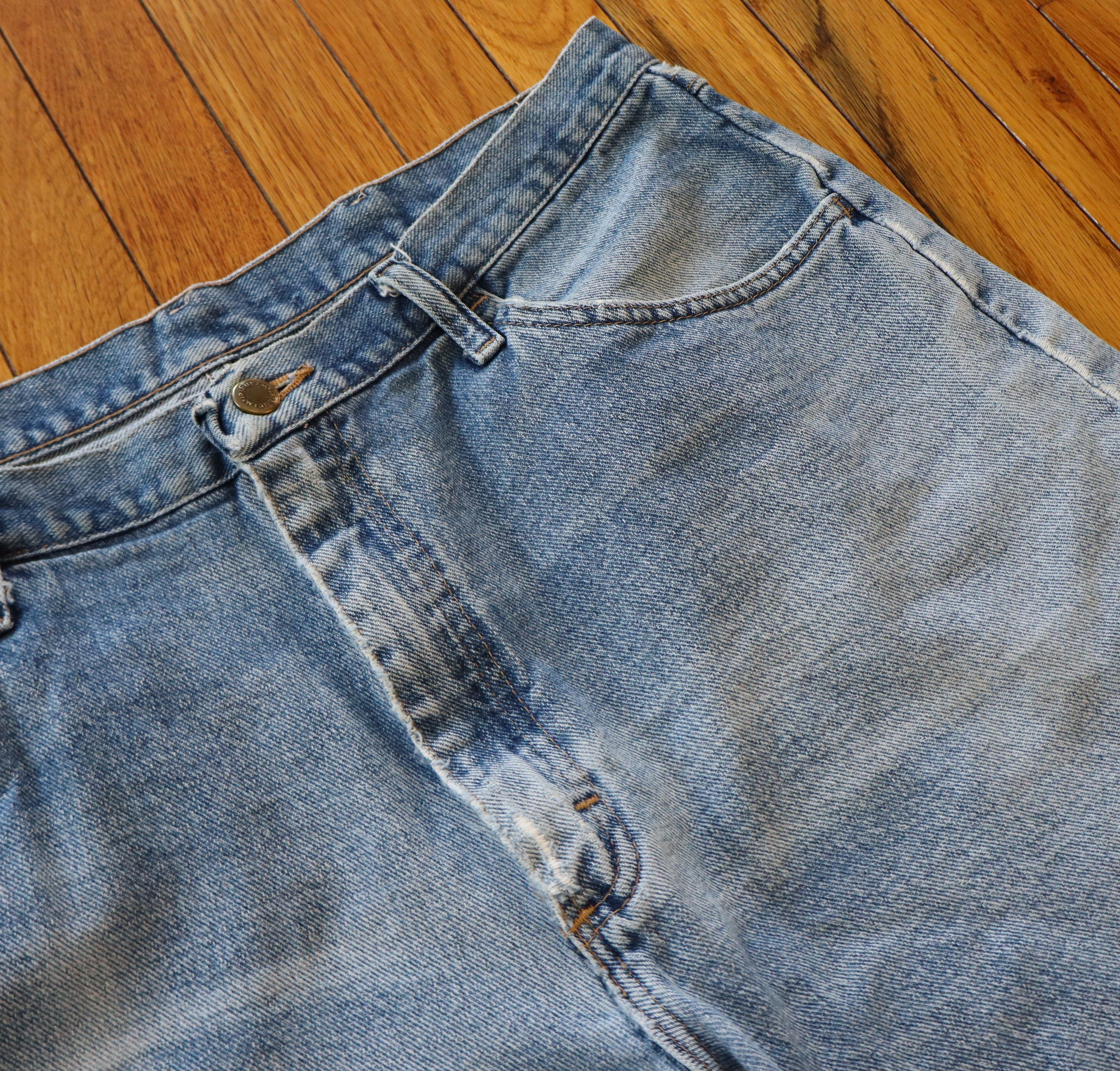 Carhartt × Levi's × Wrangler Vtg 90s Y2K Wide Leg Distressed Skater Denim Shorts Jorts Size US 36 / EU 52 - 2 Thumbnail