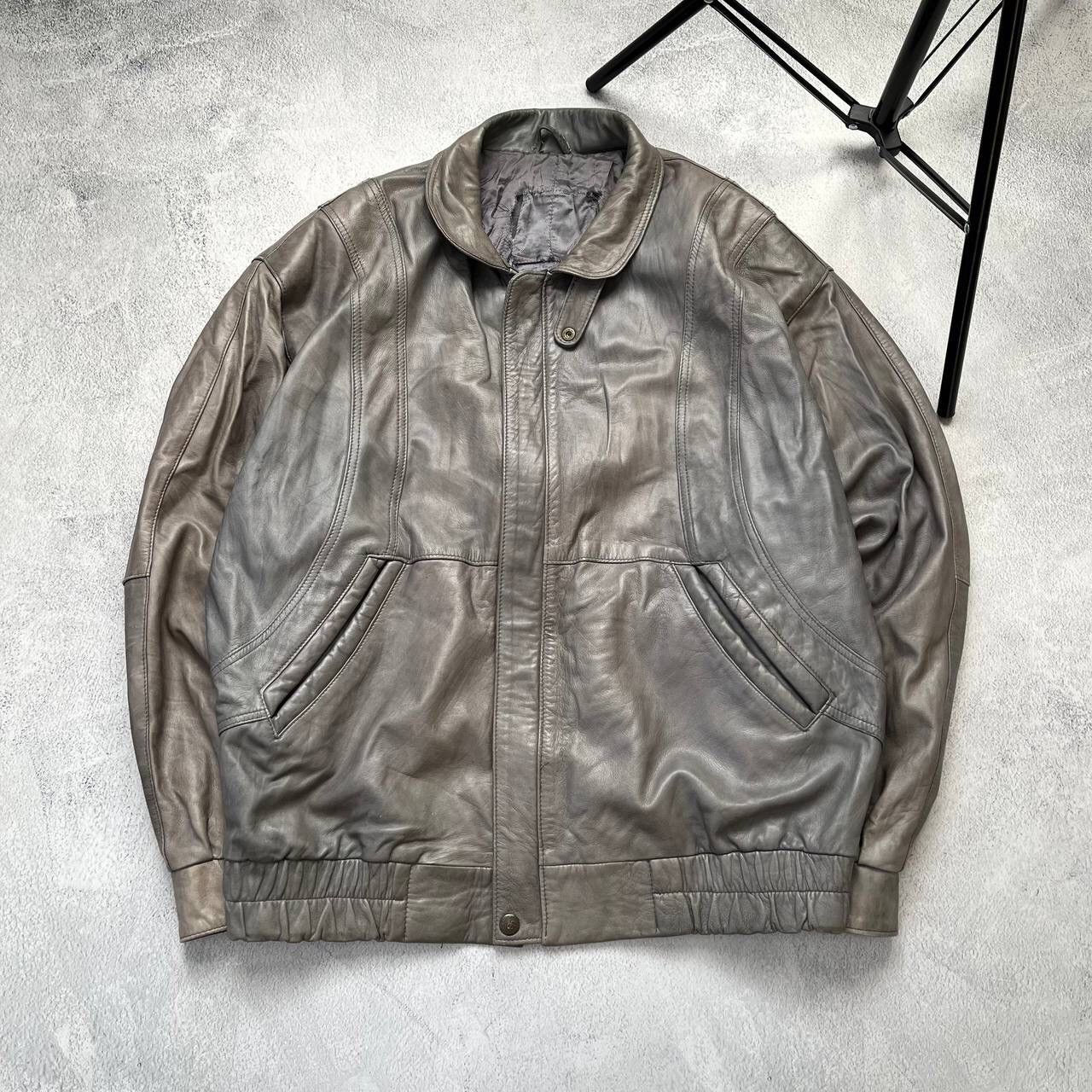 image of Archival Clothing x Diesel Vintage Diesel Y2K Distressed Faded Leather Jacket in Grey (Size XL)