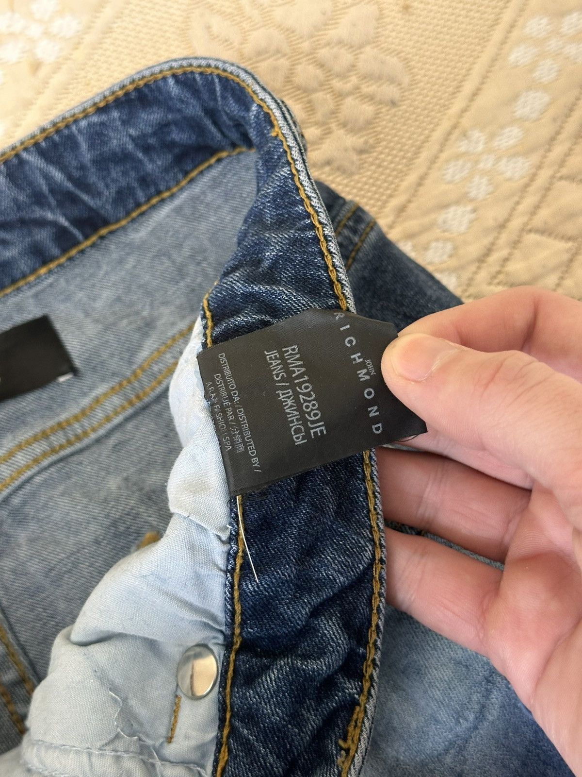 John Richmond 🔥 John RICHMOND Denim Big Logo Y2K Distressed Pants Jeans Size US 30 / EU 46 - 8 Thumbnail