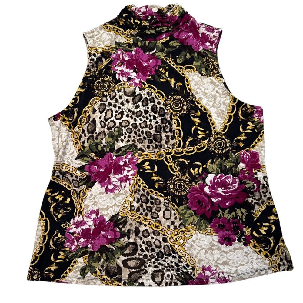 Other Susan Graver Printed Liquid Knit High Neck Sleeveless Top A Size XL / US 12-14 / IT 48-50 - 5 Thumbnail