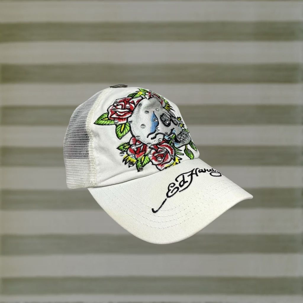 Ed Hardy Ed Hardy White Baseball Cap Rose Men One Size Size ONE SIZE - 1 Thumbnail