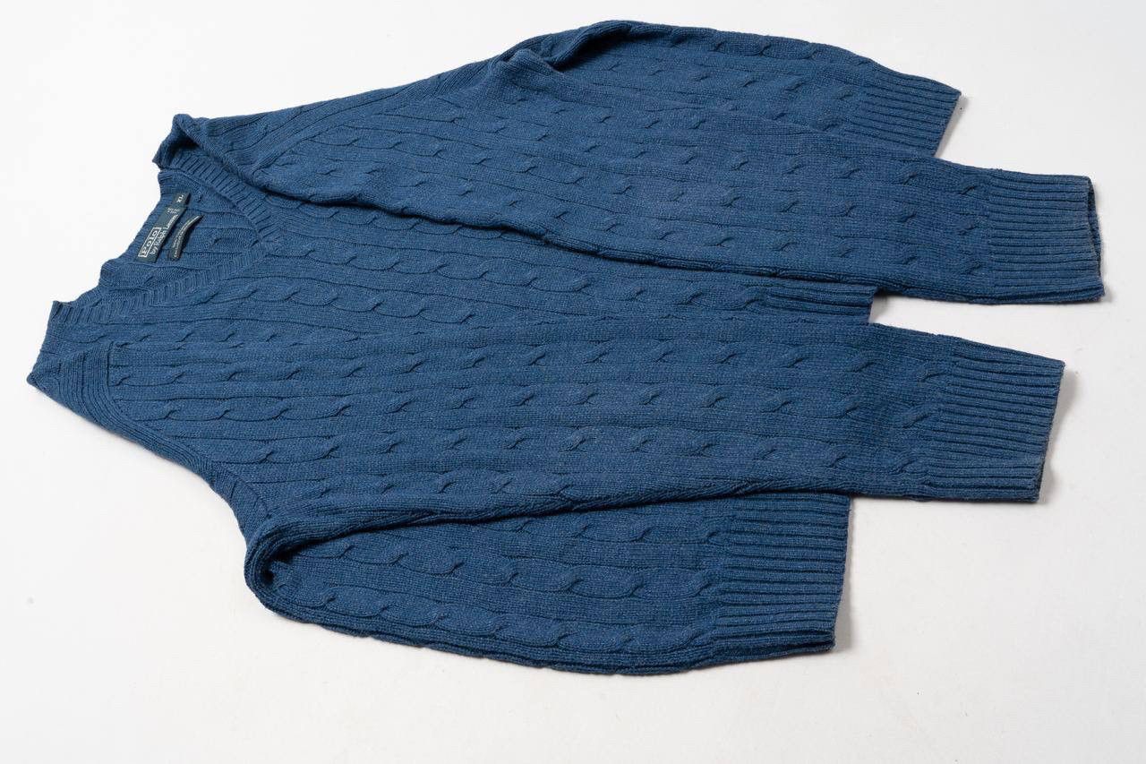 Polo Ralph Lauren 🔵 POLO RALPH LAUREN Vintage Tussah Silk Cable Knit Sweater Size US XL / EU 56 / 4 - 10 Thumbnail