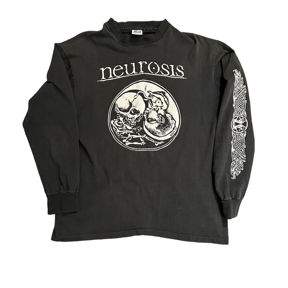 Image of Anvil x Band Tees Vintage 1991 Neurosis Long Sleeve T- Shirt in Faded Black, Men's (Size XL)