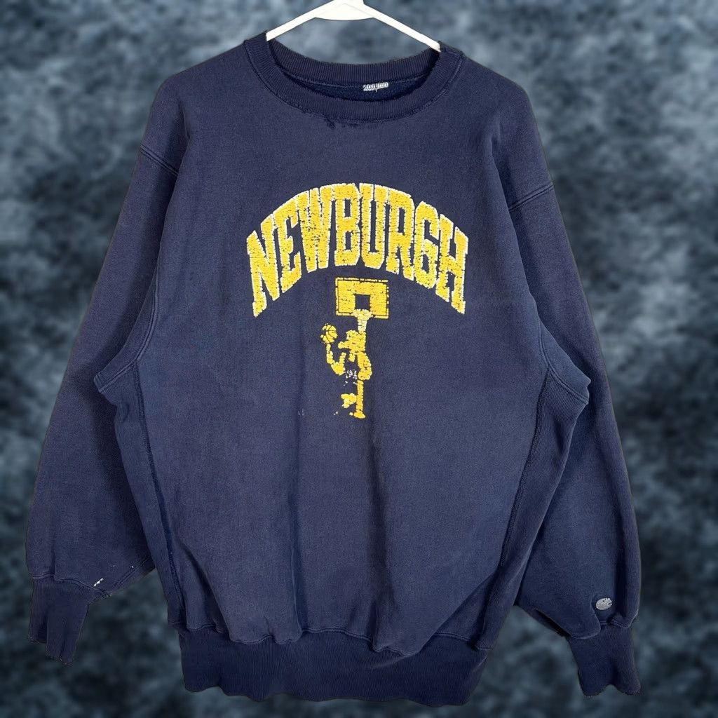 Champion VINTAGE Champion Sweatshirt Adult Large Blue Mens 80s Reverse Weave Newburgh Crew Neck Long Sleeve Cotton Blend Pullover Size US L / EU 52-54 / 3 - 1 Thumbnail