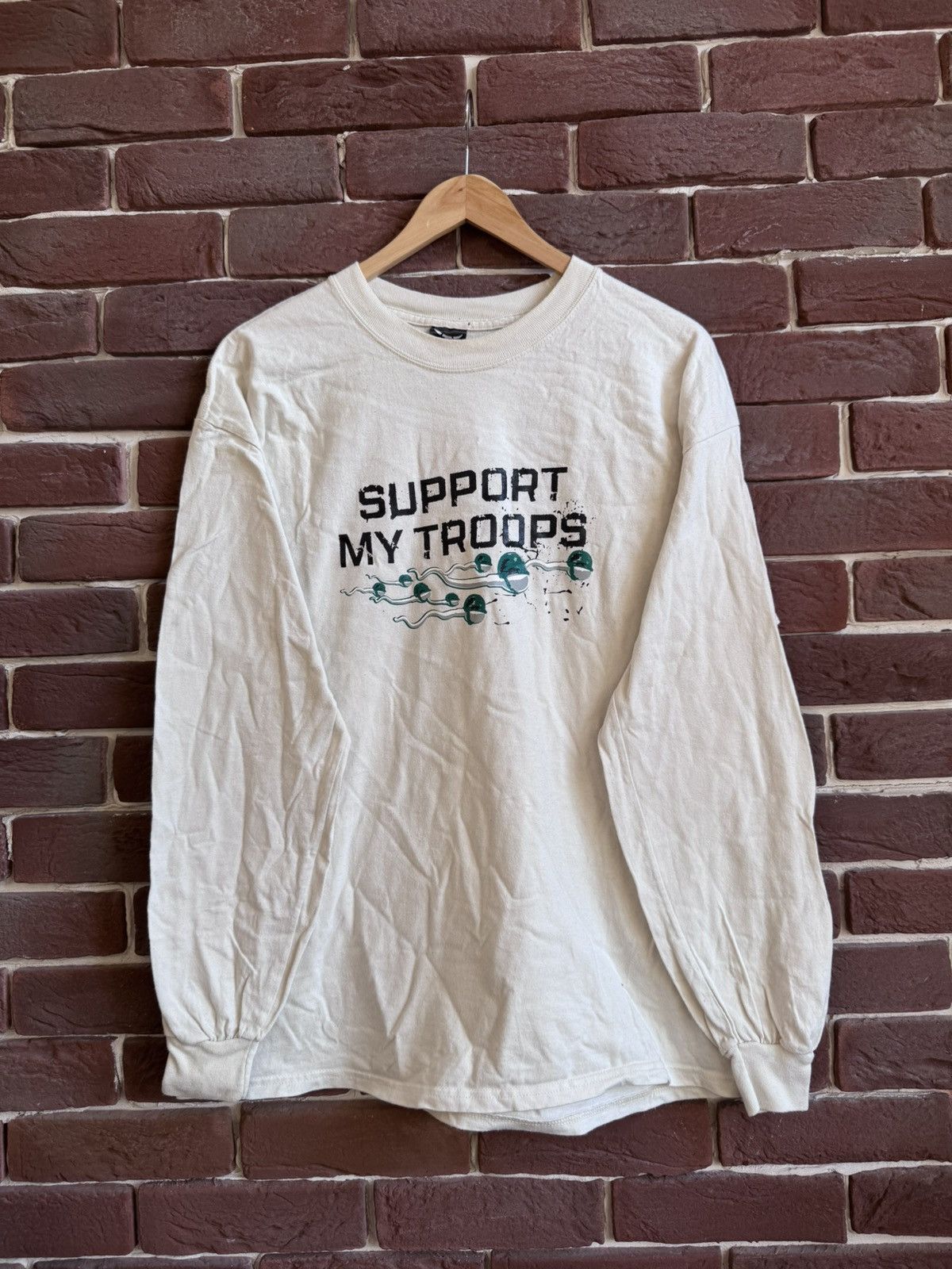 Seditionaries 90s Suport My Troops Funny Humor Tee Sperm L White Size US L / EU 52-54 / 3 - 1 Thumbnail