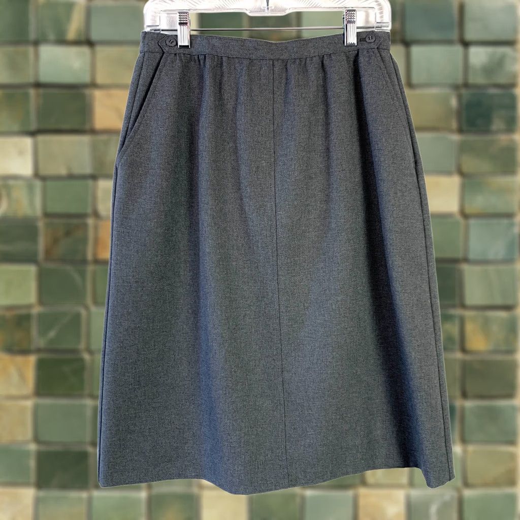 Vintage VINTAGE Haberdashery It's Personal Dark Gray A-Line Skirt Size 14 USA Academia Size 36" / US 14 / IT 50 - 1 Thumbnail