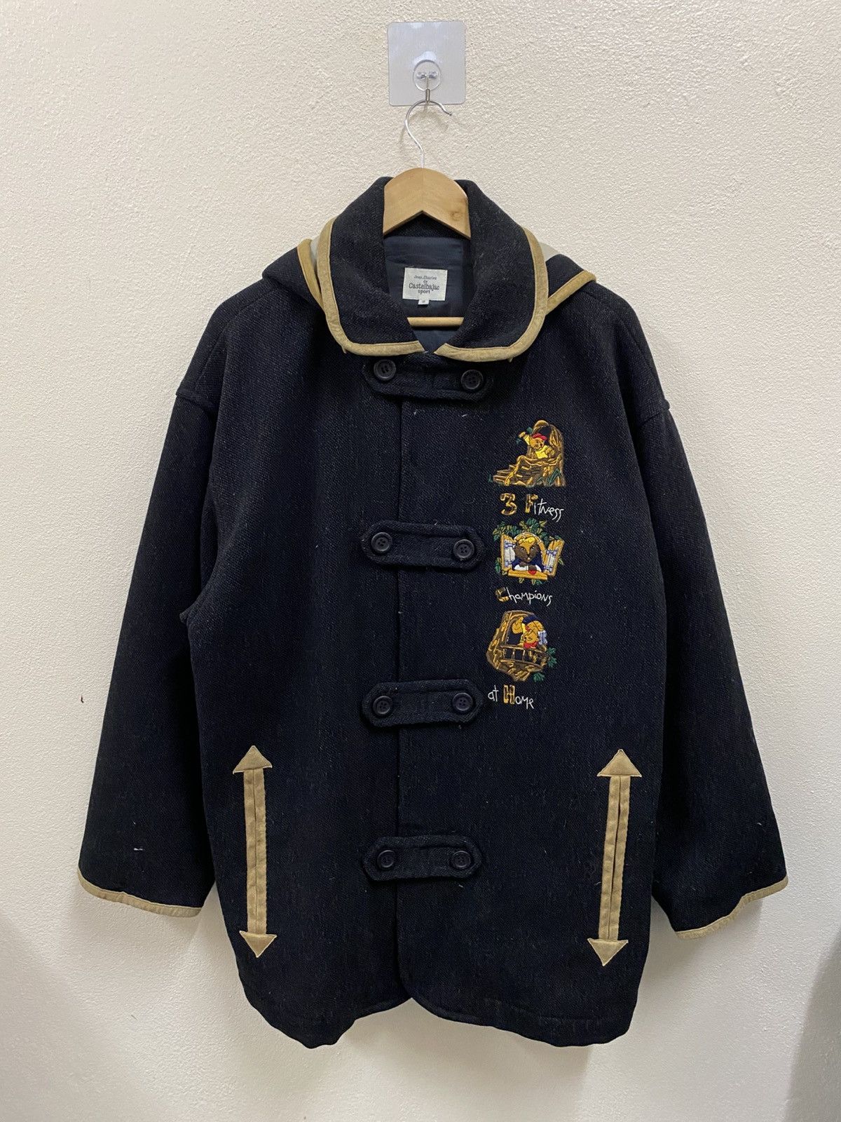 Vintage Vintage Jean Charles Duffle Wool Jacket Black Size US L / EU 52-54 / 3 - 1 Thumbnail