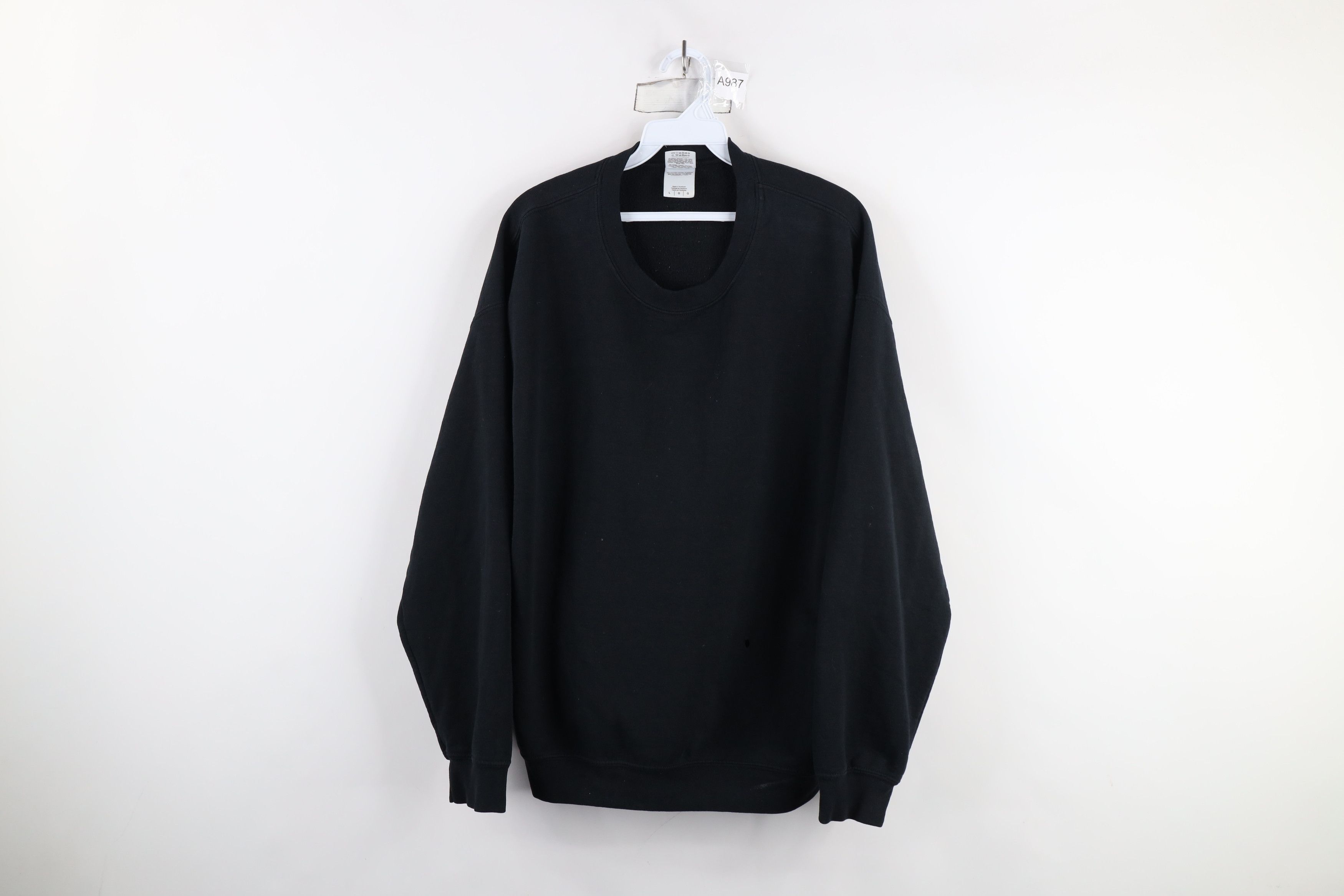Vintage Vintage 90s Y2K Streetwear Blank Crewneck Sweatshirt Black Size US L / EU 52-54 / 3 - 1 Thumbnail
