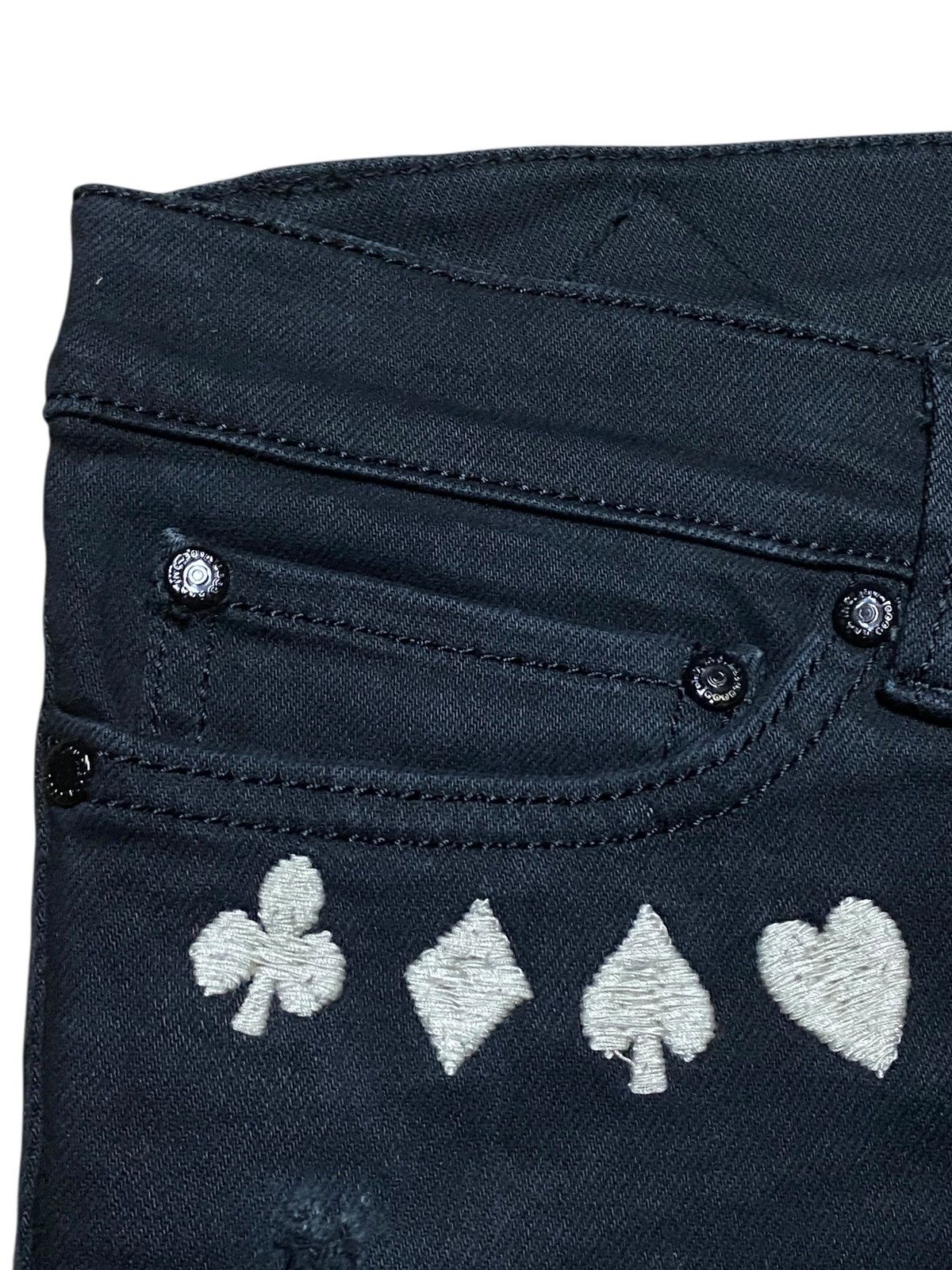 Japanese Brand Edgy Black RNA inc Ripped Ace Card Embroidery Skinny Jeans Size US 31 - 12 Thumbnail