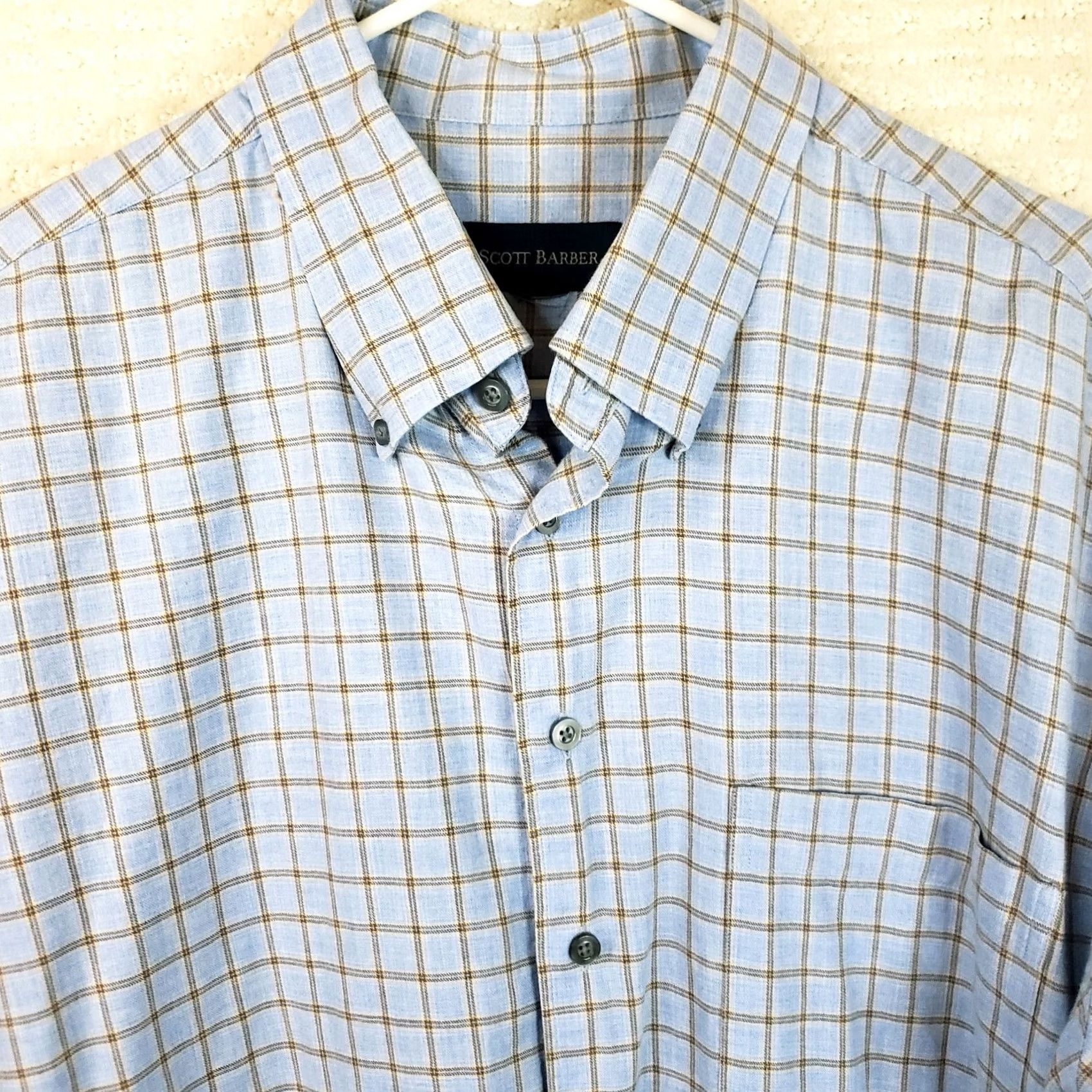 Vintage VINTAGE Scott Barber Shirt Blues Light Flannel Long Sleeve Plaid Cotton Button-Up XL Men’s Regular Size US XL / EU 56 / 4 - 3 Thumbnail