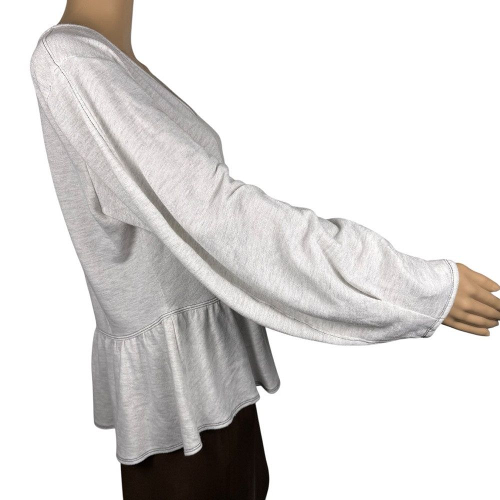 Other Eri + Ali Heather Gray Peplum V-Neck Sweatshirt Size L Size L / US 10 / IT 46 - 4 Thumbnail