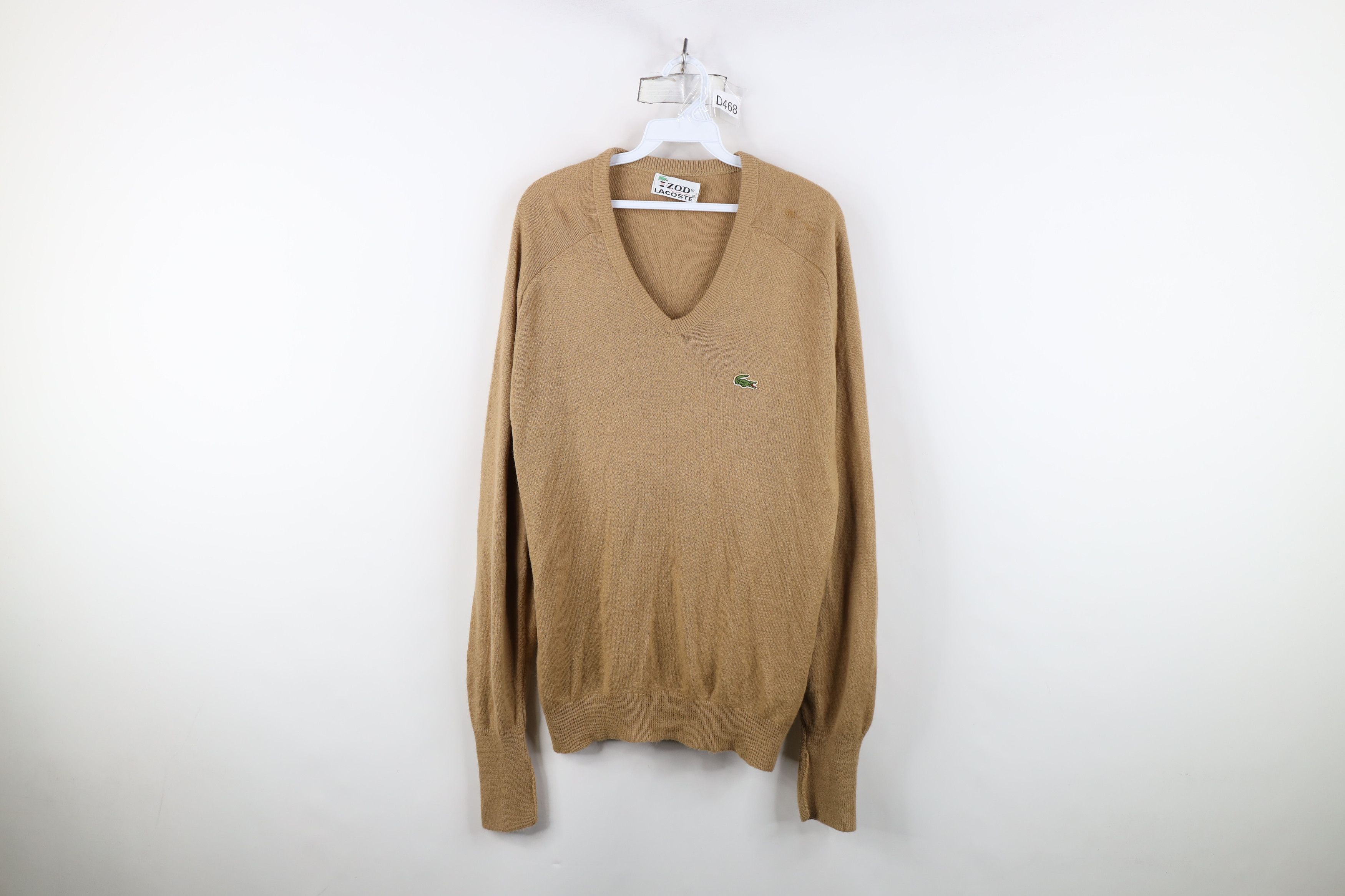 Lacoste Vintage 80s Izod Lacoste Croc Logo Knit Sweater Brown USA Size US L / EU 52-54 / 3 - 1 Thumbnail
