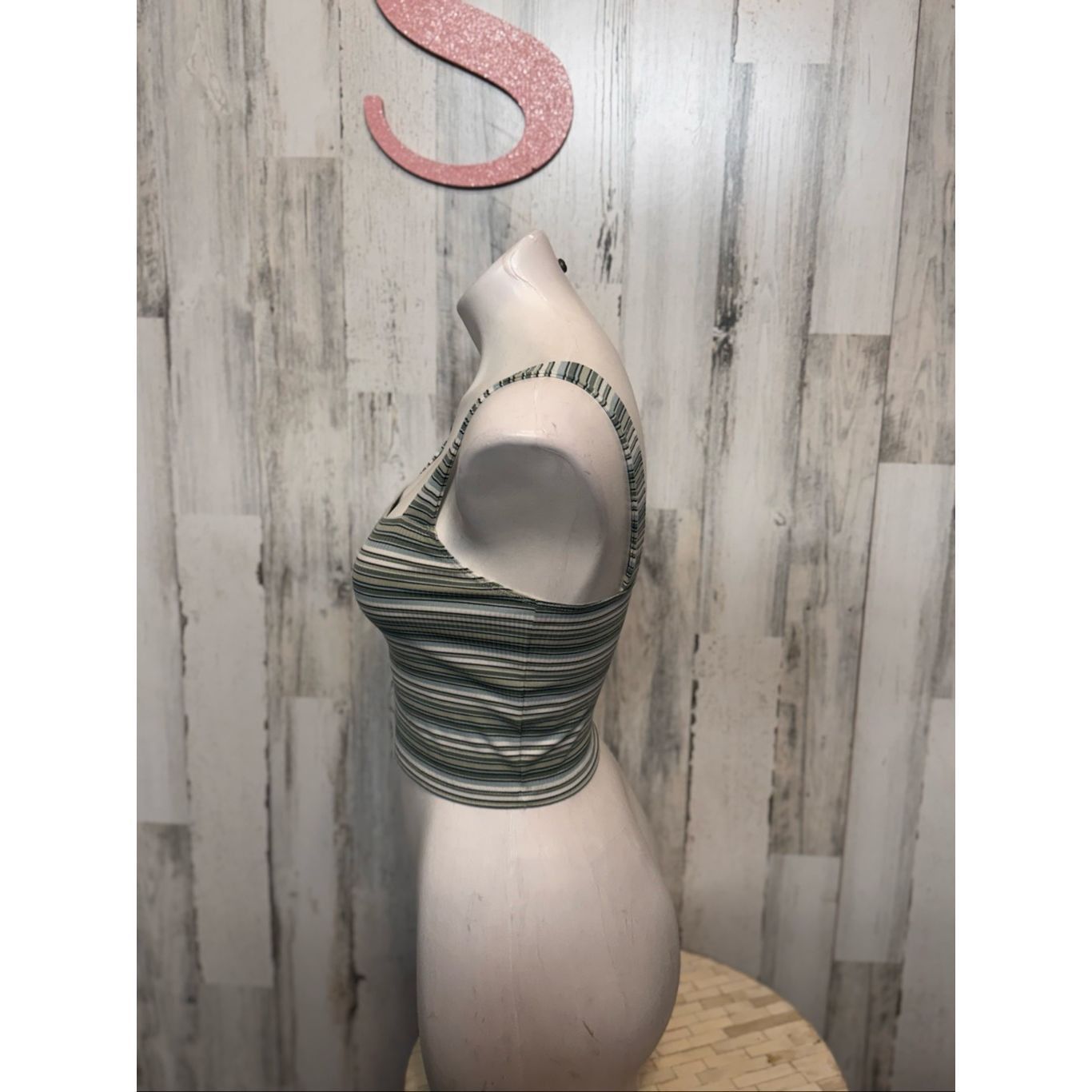American Eagle Outfitters American Eagle Striped Ribbed Crop Tank | Stretchy Fitted Ca Size S / US 4 / IT 40 - 2 Thumbnail