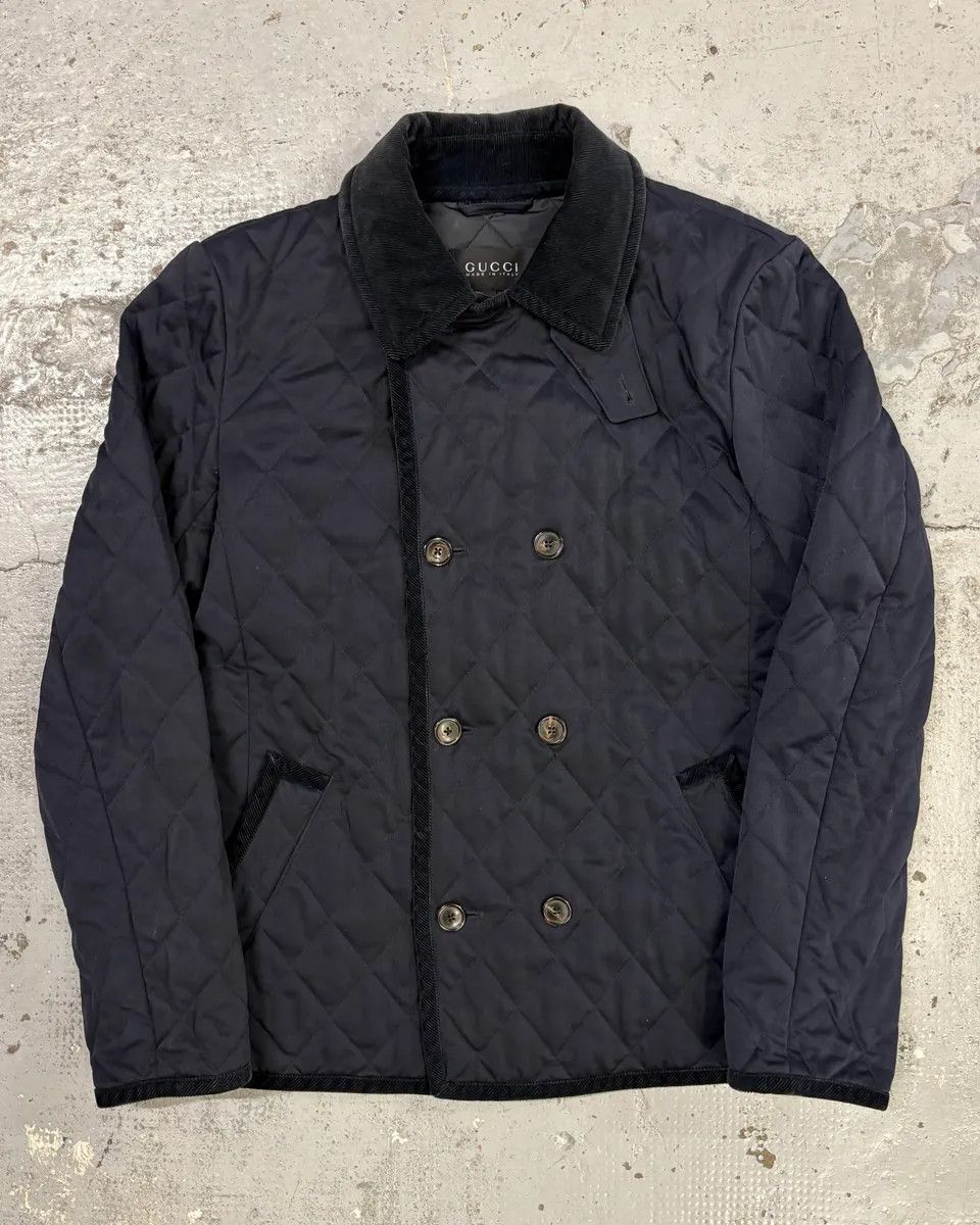 Gucci 2000s Gucci Navy Asymmetrical Quilted Officer Jacket Size US S / EU 44-46 / 1 - 1 Thumbnail