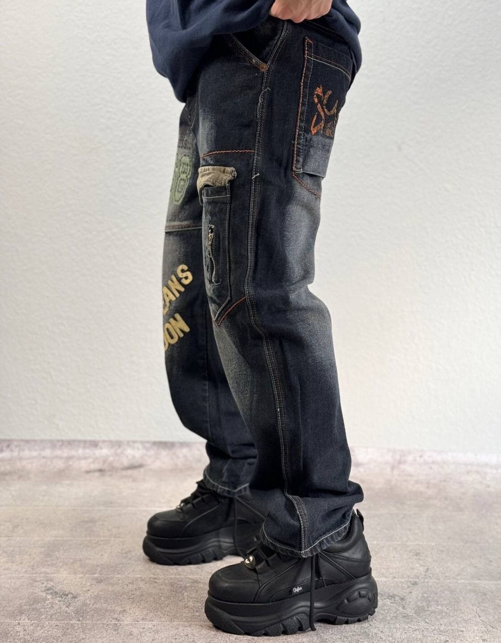 Vintage Baggy Cyber Wing Denim Sequin Jeans Vintage 31 Size Size US 31 - 3 Thumbnail