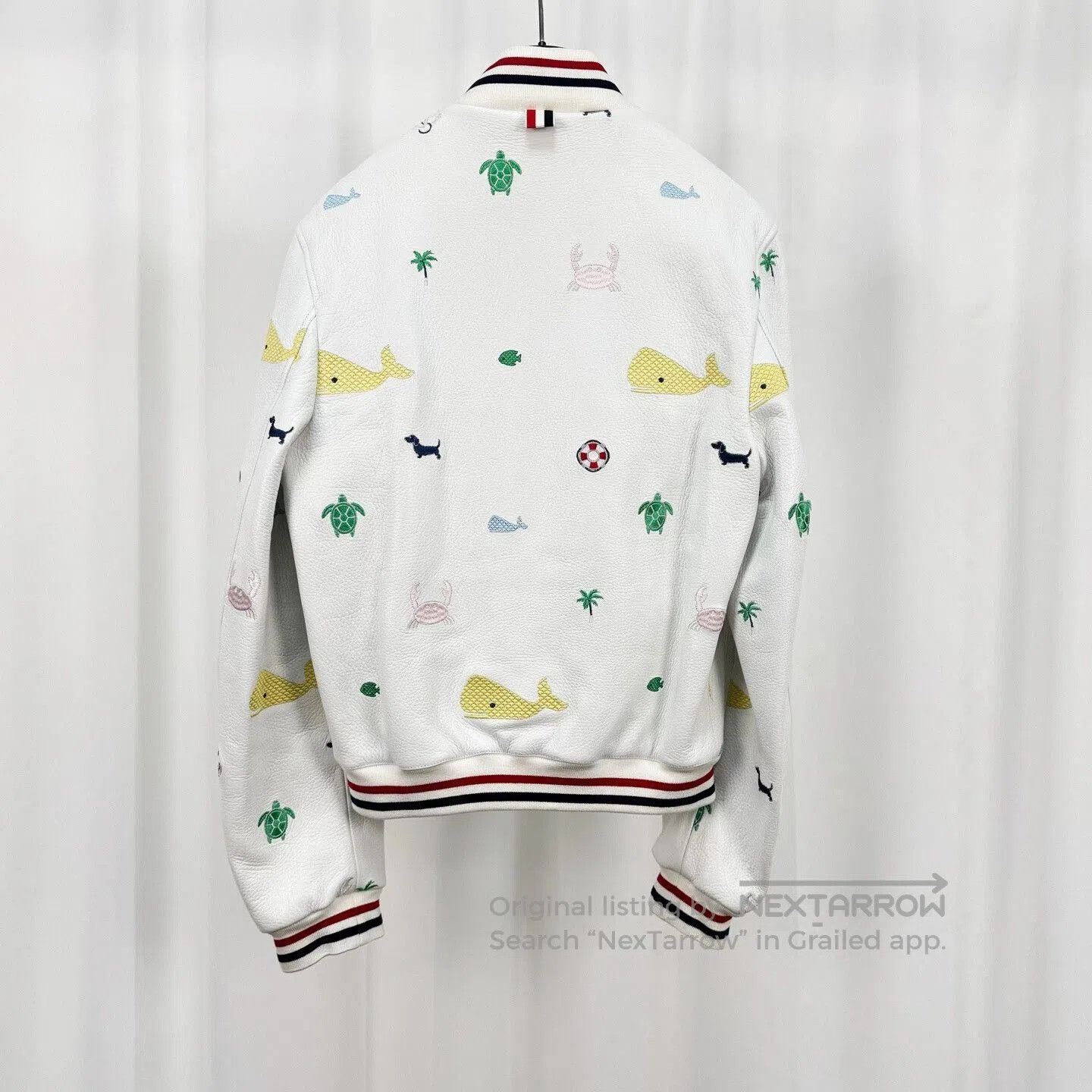 Thom Browne Thom Browne Embroidered Leather Baseball Jacket. Size US XXS / EU 40 - 2 Thumbnail