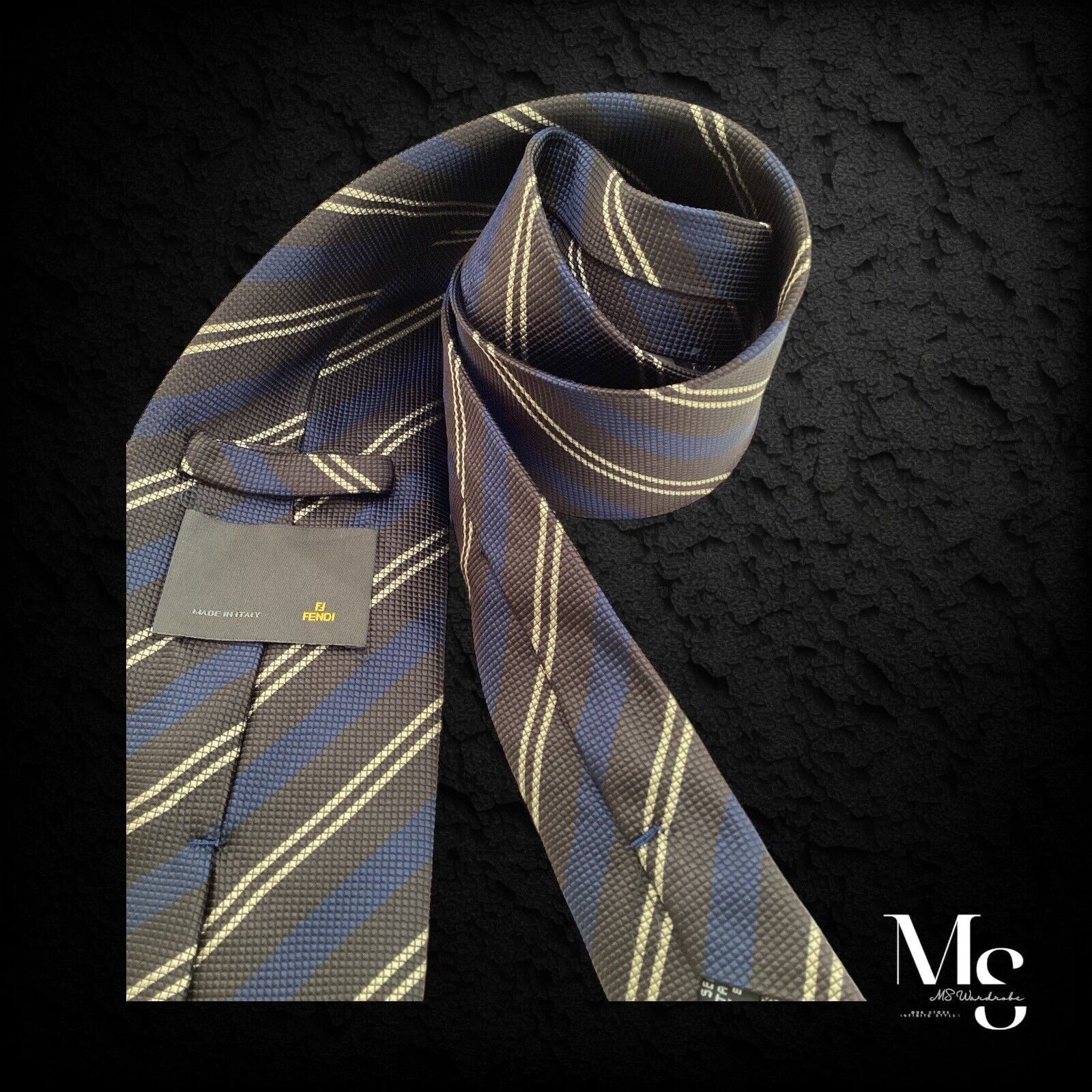 Fendi FENDI FF Current Brown Striped Silk Tie Made In Italy W:3.75 Size ONE SIZE - 3 Thumbnail