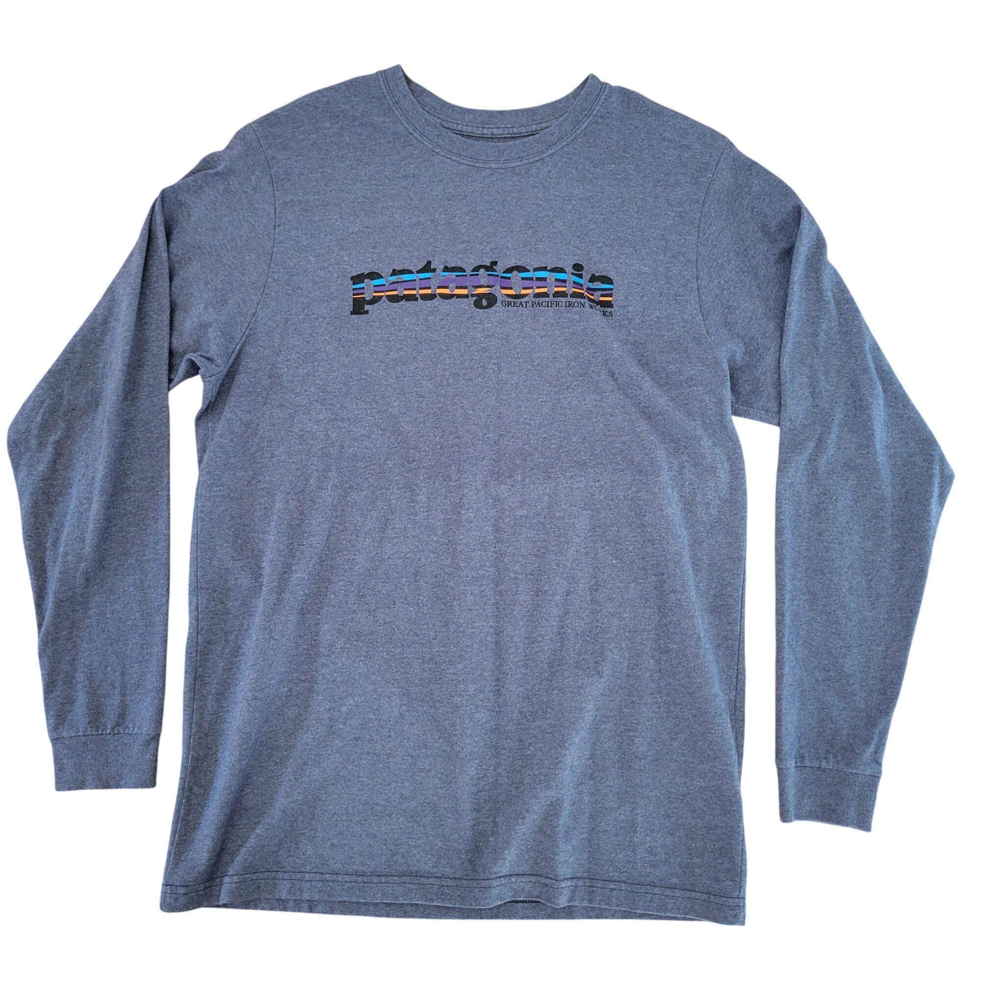 Patagonia Patagonia Long Sleeve Spell Out Logo T Shirt Tee M Blue Retr Size US M / EU 48-50 / 2 - 1 Thumbnail