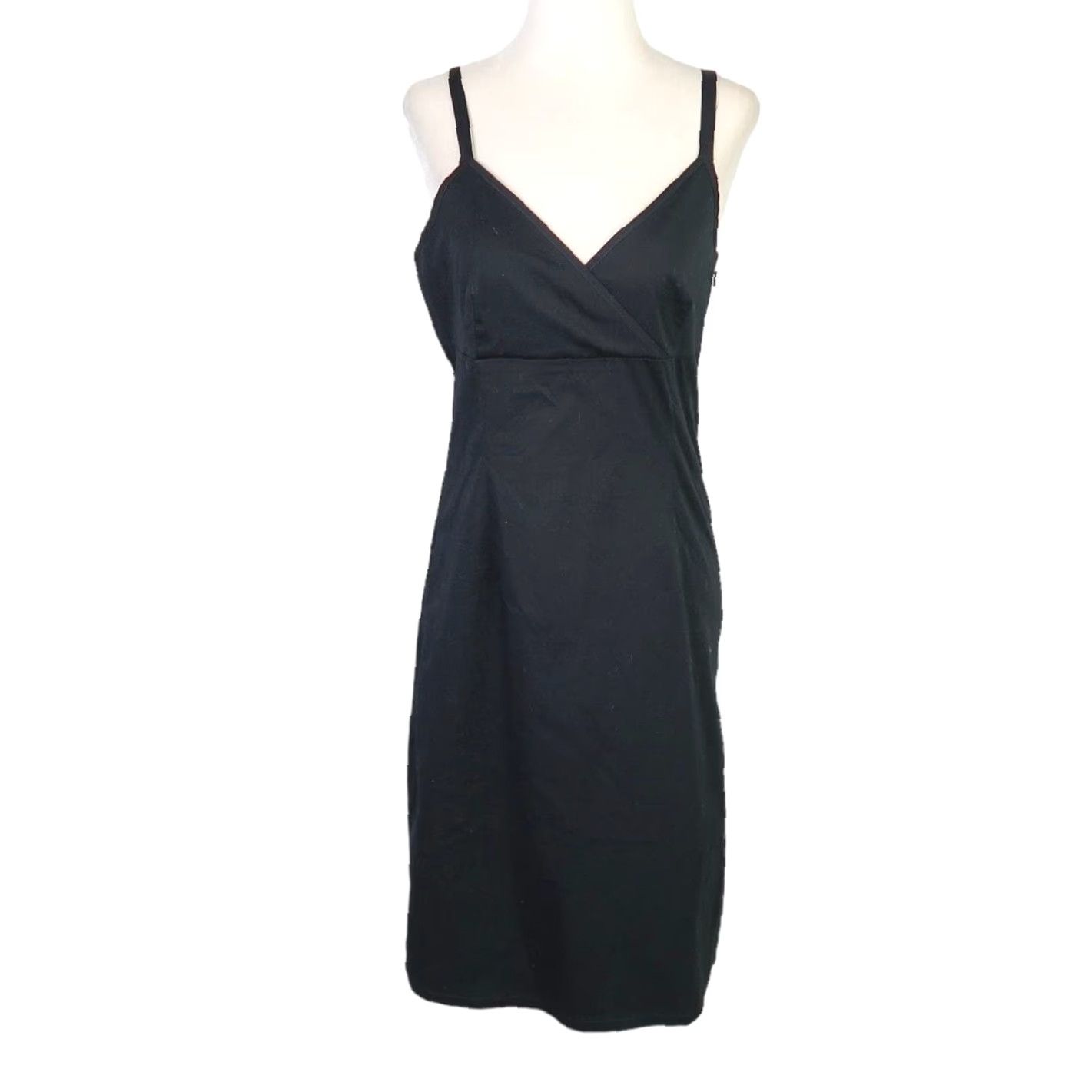 Old Navy VINTAGE Old Navy Black Mini Tank Dress 6 Women's Sleeveless V-Neck Spaghetti Strap Cotton Spandex 90s Casual Party/Cocktail Knee Length Zip Size M / US 6-8 / IT 42-44 - 2 Thumbnail