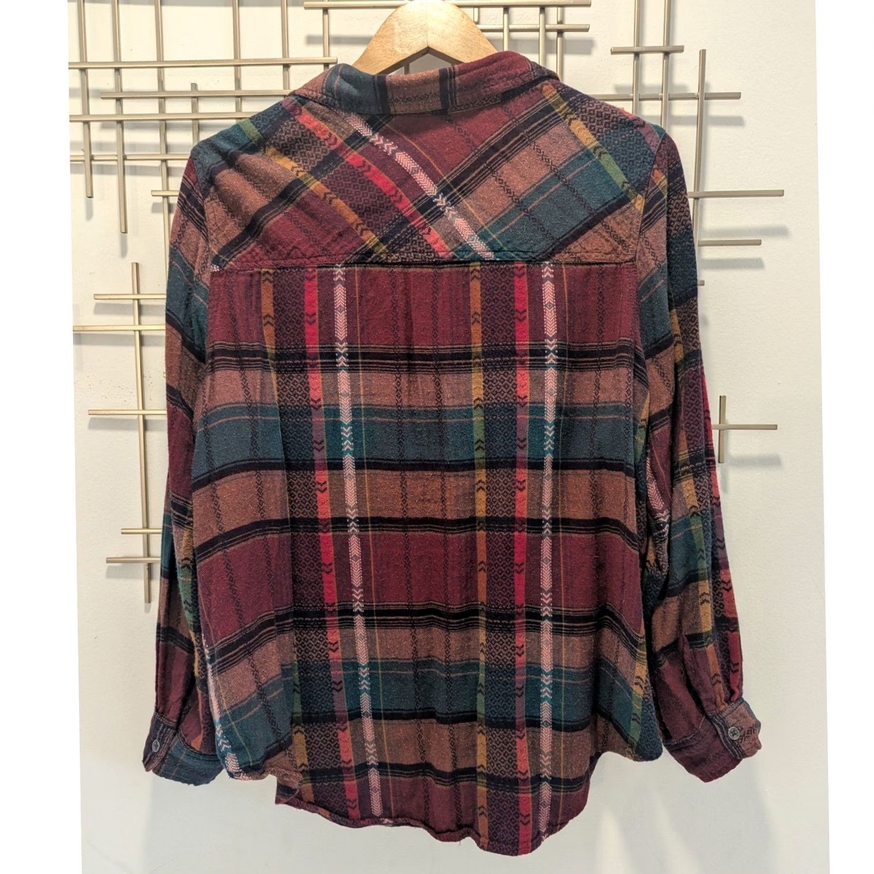Vintage Mudd Women XXL Southwestern Plaid Lace Up Flannel Shirt Long Sleeve Y2K Size XXL / US 16-18 / IT 52-54 - 2 Thumbnail