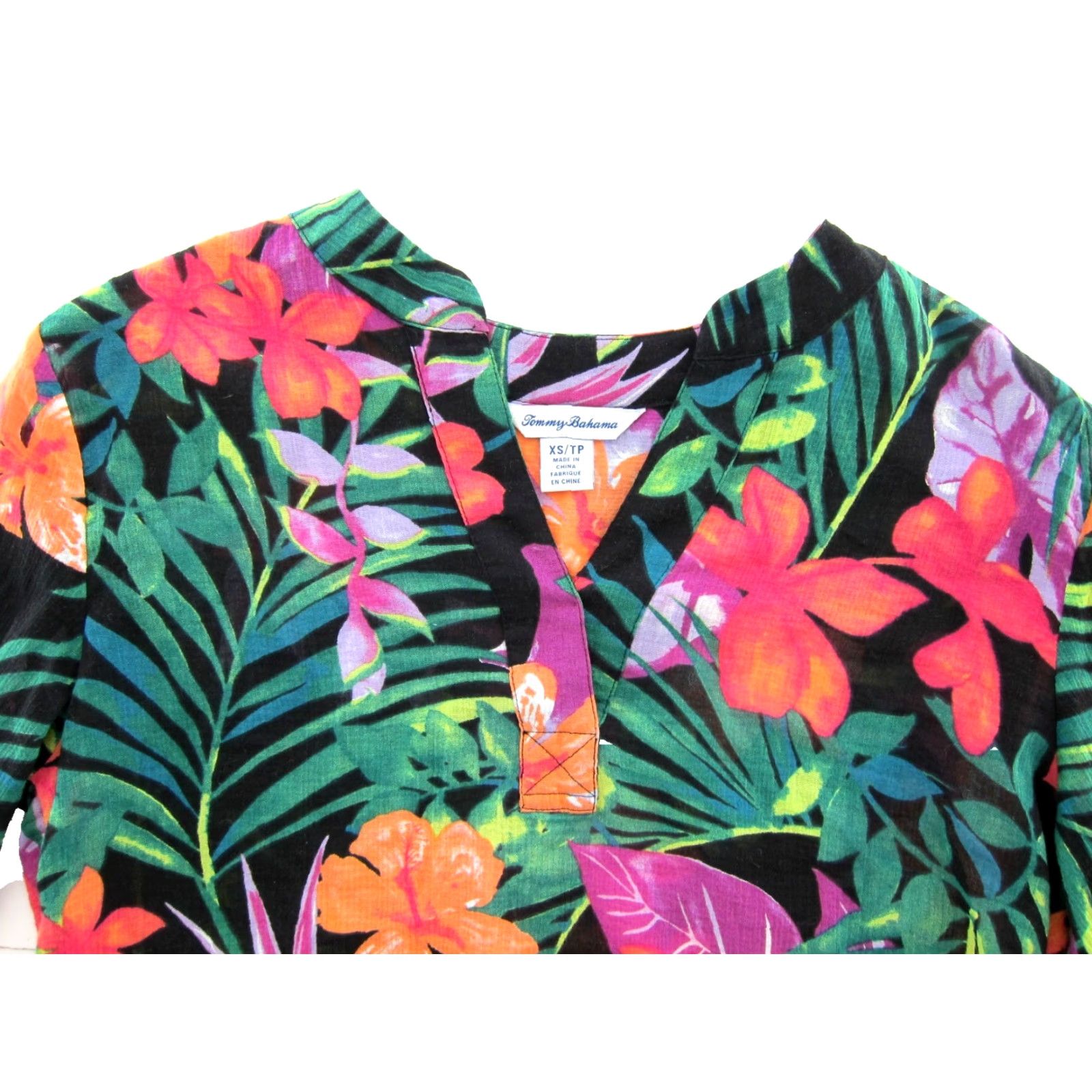 Tommy Bahama Tommy Bahama Blouse Cotton Gauze Floral Long Sleeve XS Pink Green Bohemian Tropical Linen 100% Lightweight Womens Size XS / US 0-2 / IT 36-38 - 4 Thumbnail