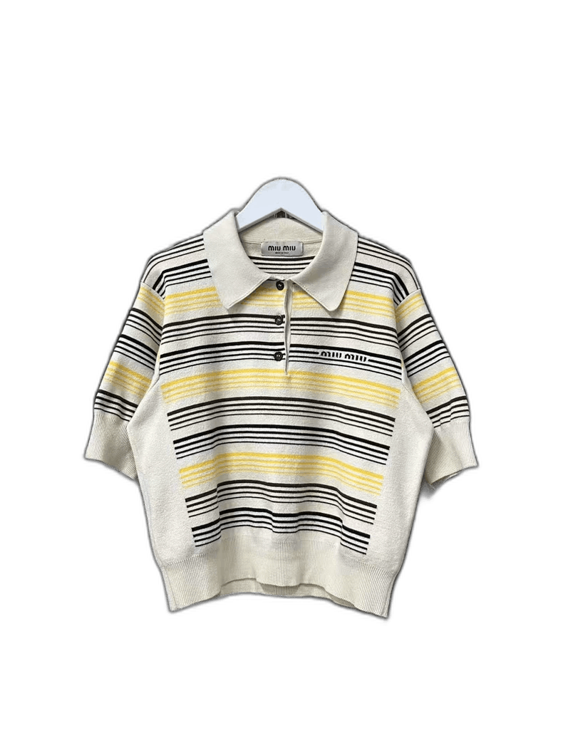 Miu Miu Miumiu Striped Polo Short Sleeve Top Size S / US 4 / IT 40 - 1 Thumbnail