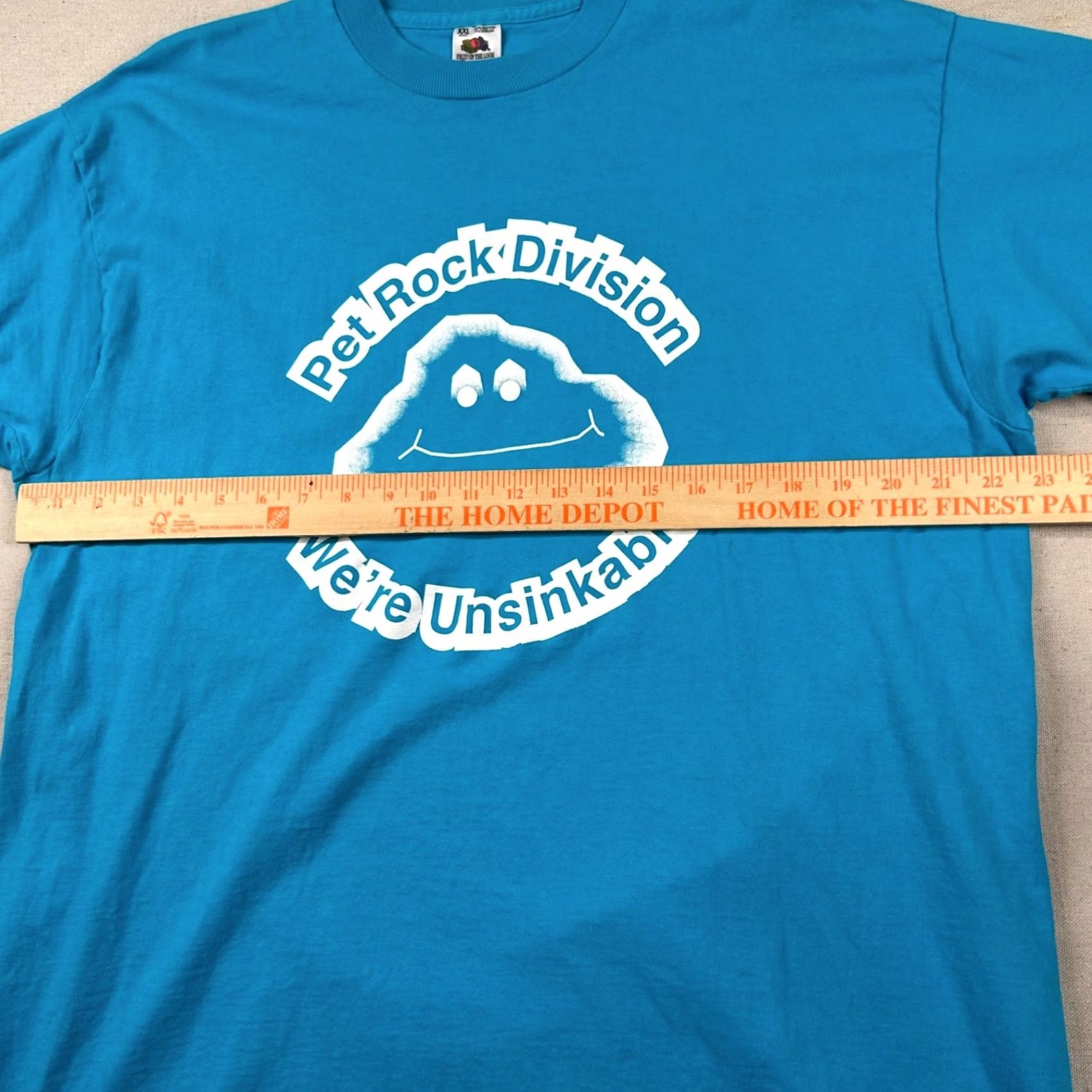 Fruit Of The Loom VINTAGE Fruit of the Loom Shirt Mens 2XL Crew Neck Short Sleeve Blue Cotton Knit 80s 90s Obscure Fun USA Size US XXL / EU 58 / 5 - 7 Thumbnail