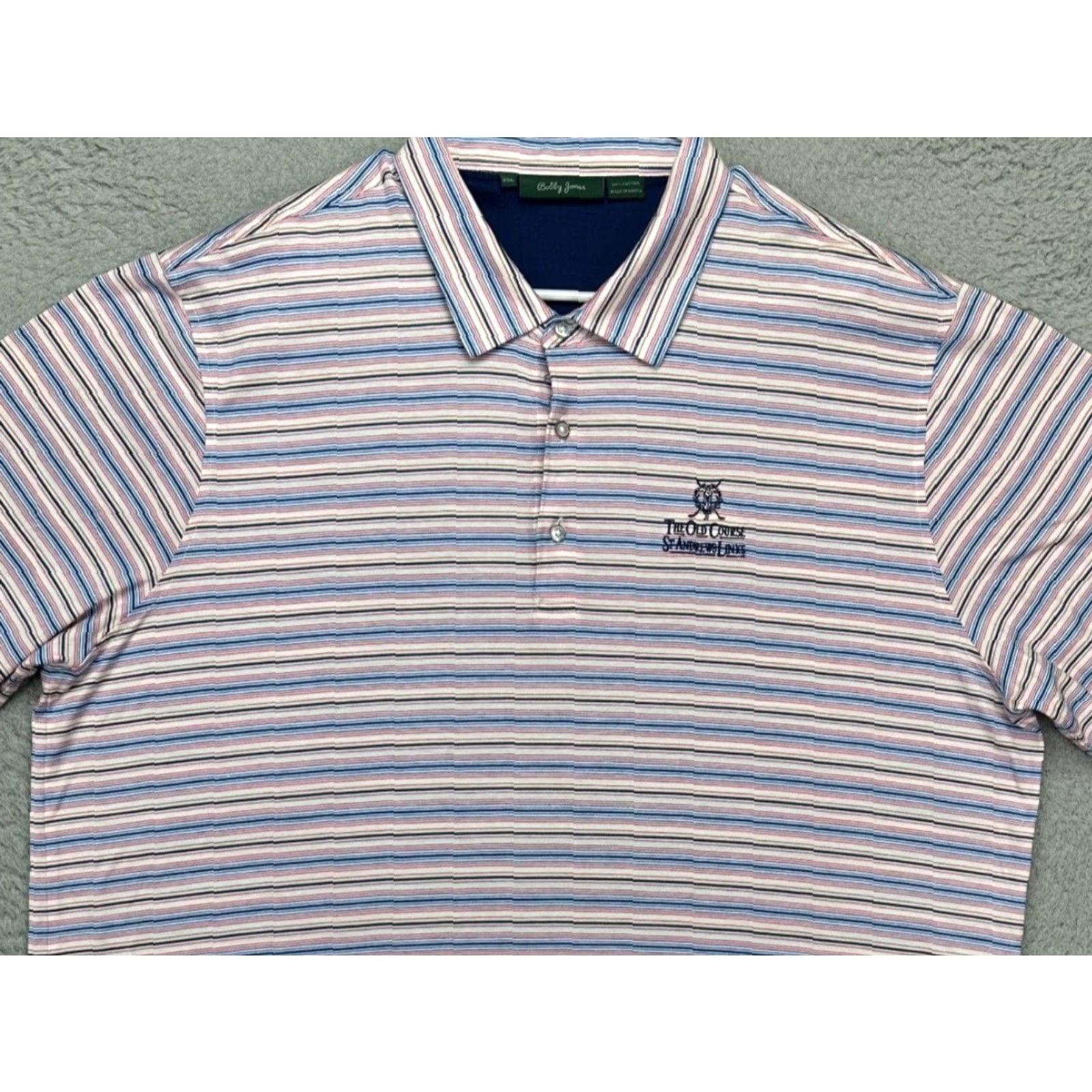 Vintage Bobby Jones Polo Shirt Mens 2XL Balance Stripe Short Sleeve Casual Rugby Blue White Pink Shirt Size US XXL / EU 58 / 5 - 2 Thumbnail